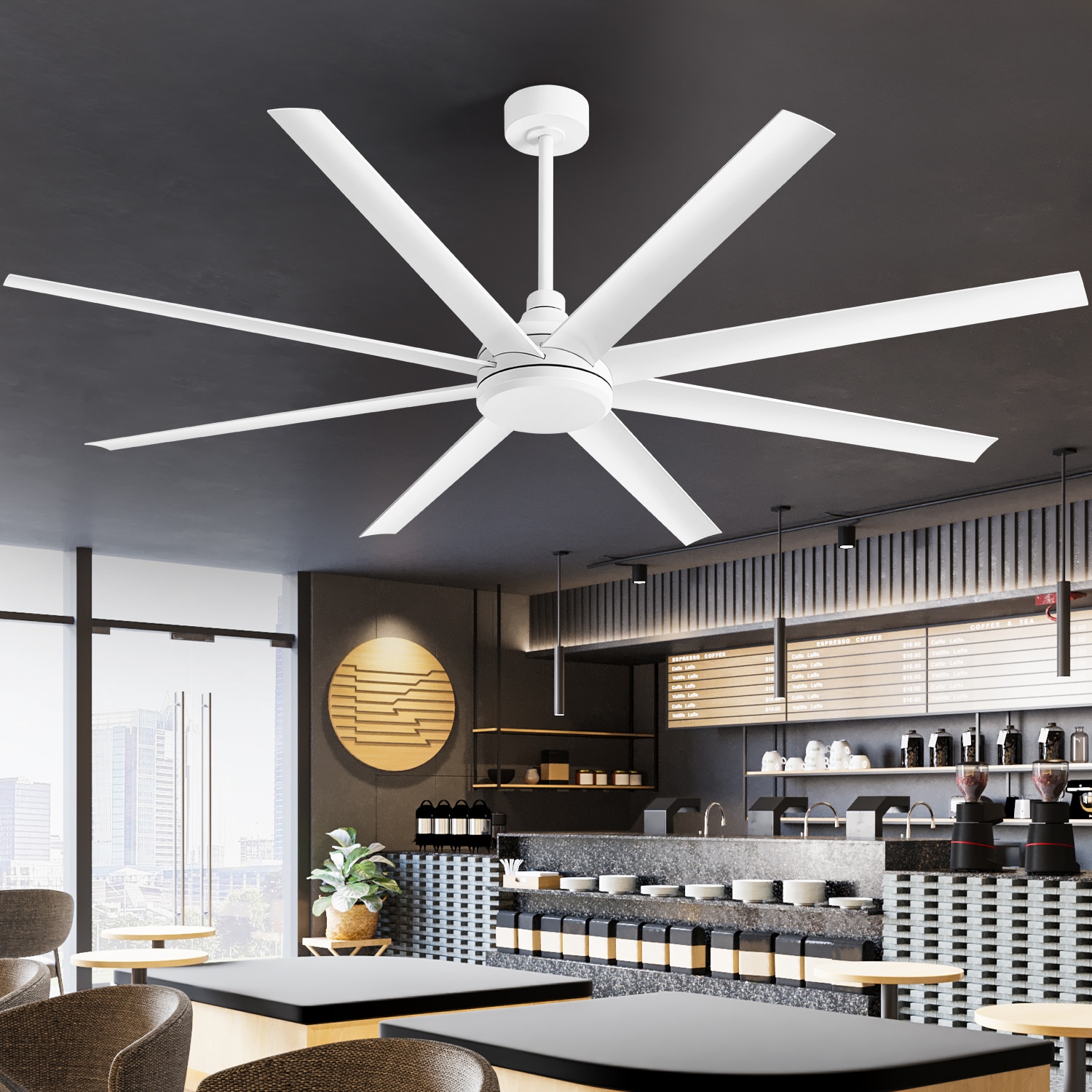 Breezary 30013-AW-NL 72-in White with ABS Blades Ceiling Fan Without Light 8 -Blade )