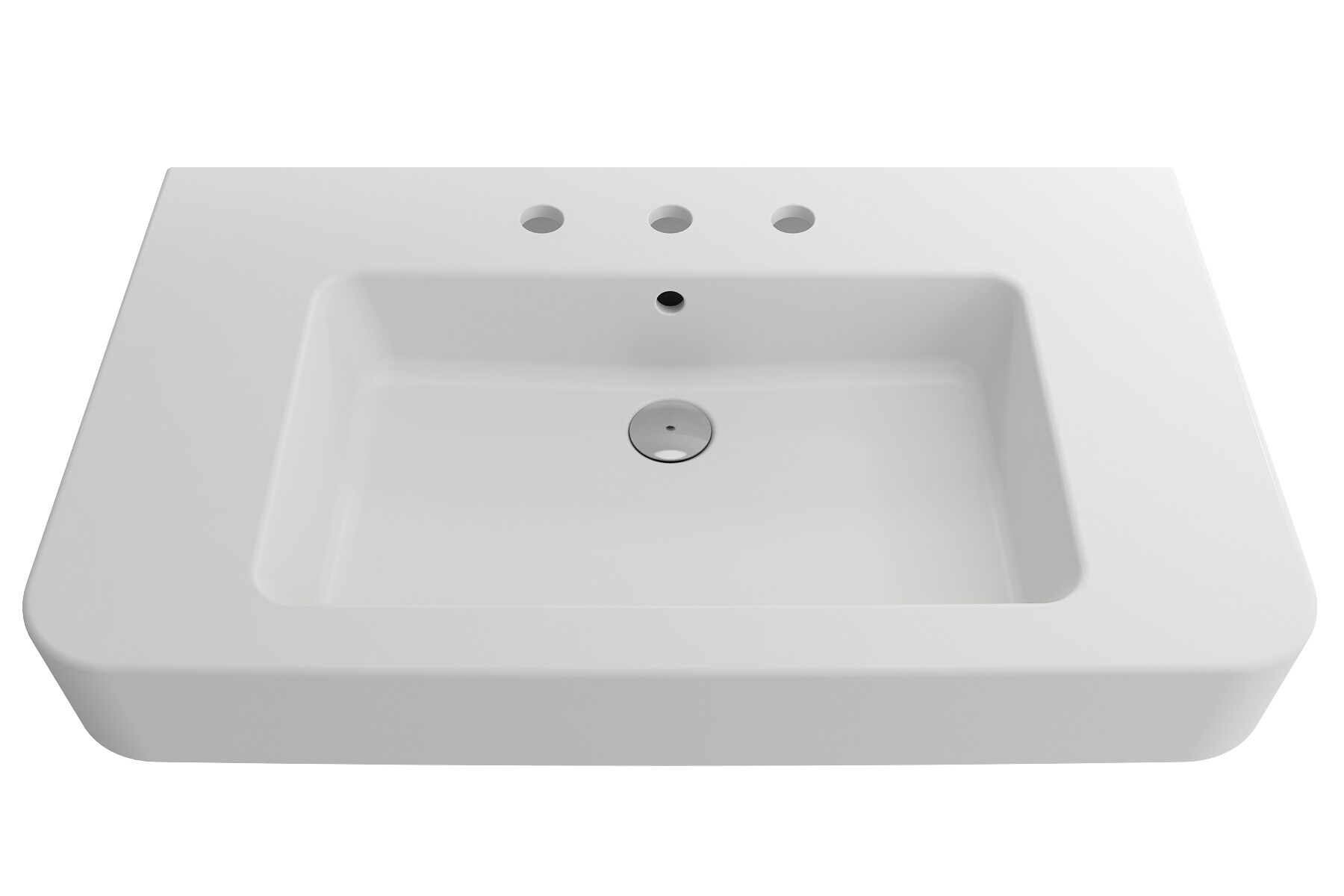 BOCCHI 1124-002-0127 Fire Clay 19.75-in Wall-mount Rectangular Modern Matte White Bathroom Sink