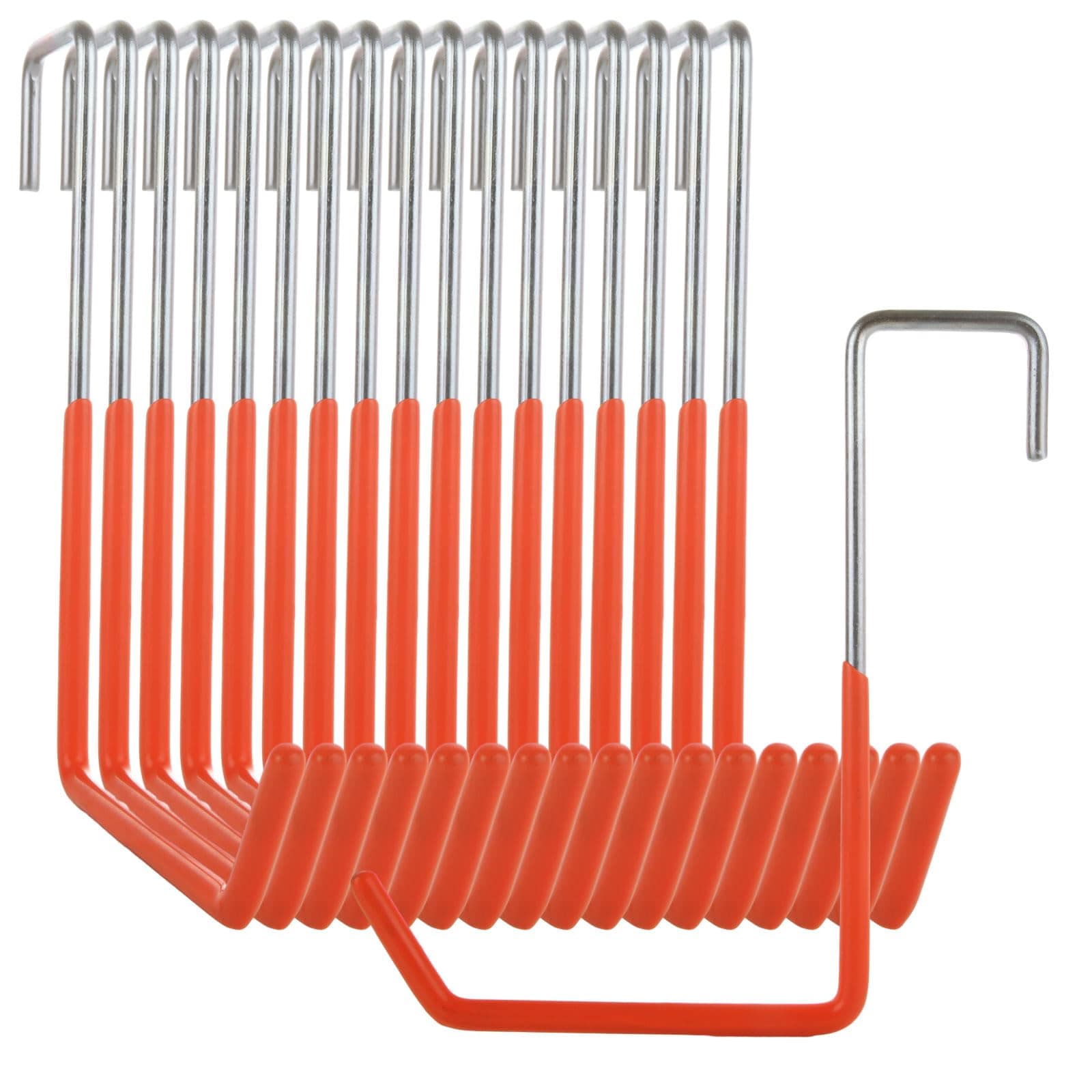 Phyfalip  Heavy Duty Rafter Hanger Hooks Set of 16 Large Vinyl Coated S Hooks for Hanging Bikes Ladders Ropes and Tools Orange