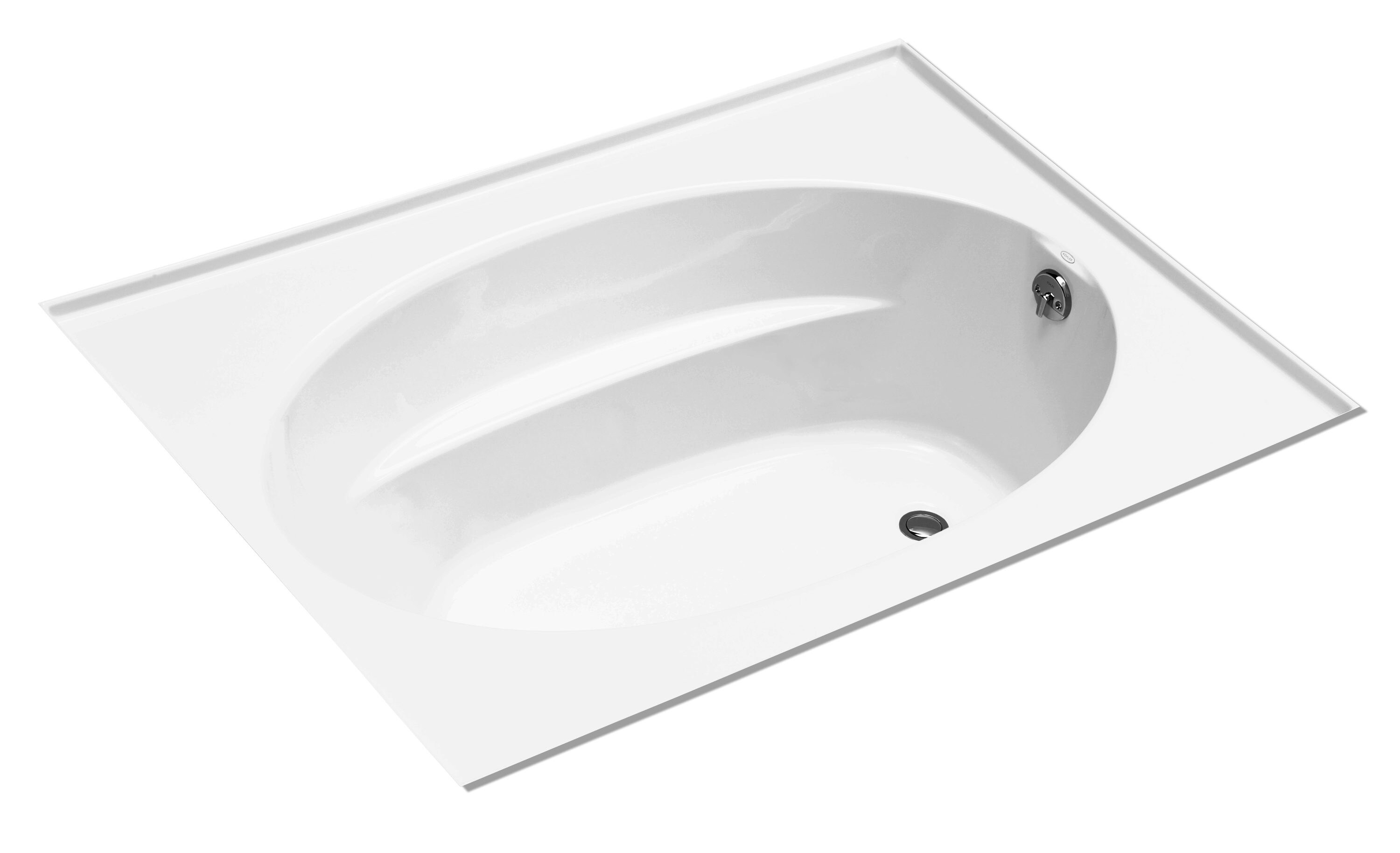 KOHLER Windward 42-in W X 72-in L White Acrylic Oval Reversible Drain ...