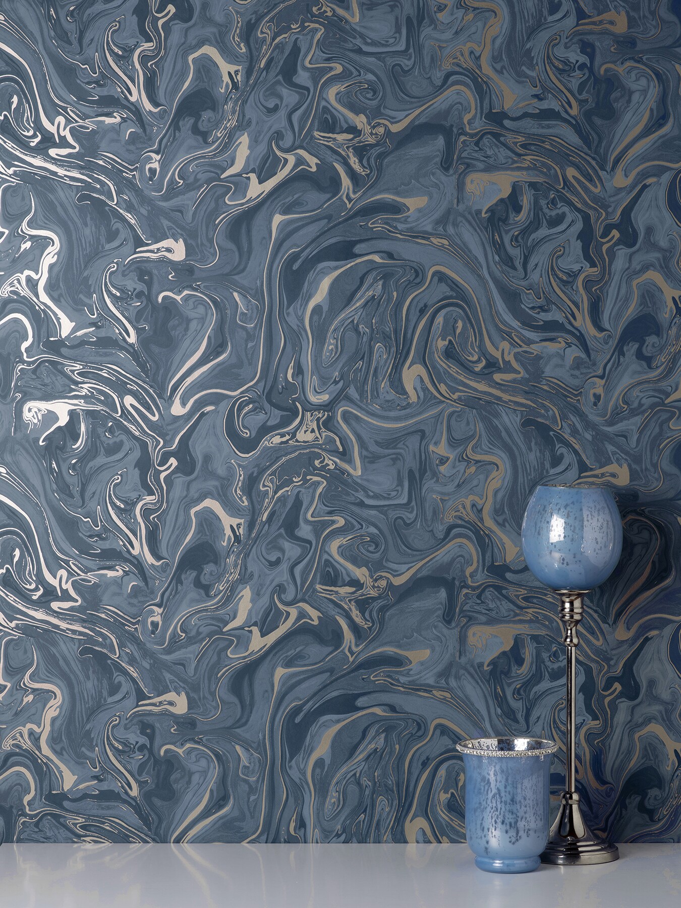 Fine Decor Suave Navy Marble Wallpaper at Lowes.com