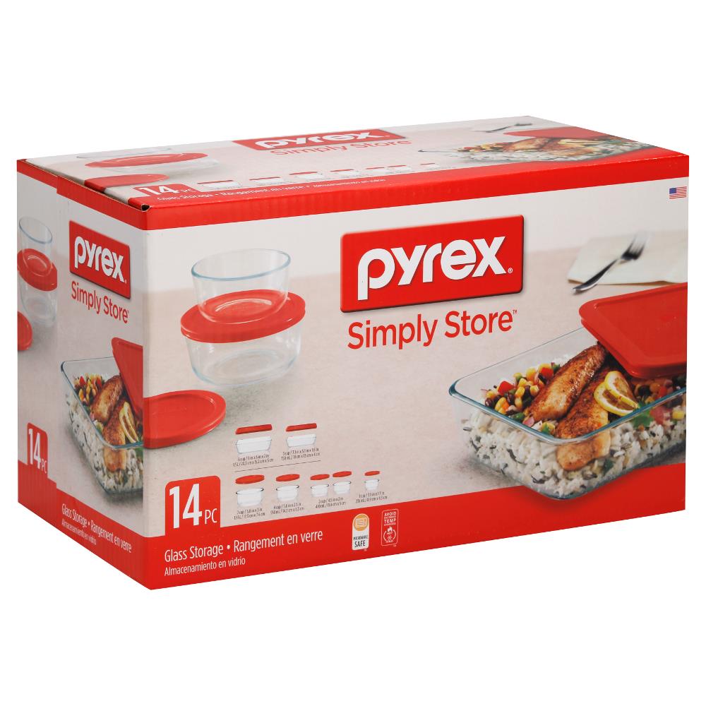 Pyrex Simply Store Glass Storage Container Set with Lids, 14 Piece