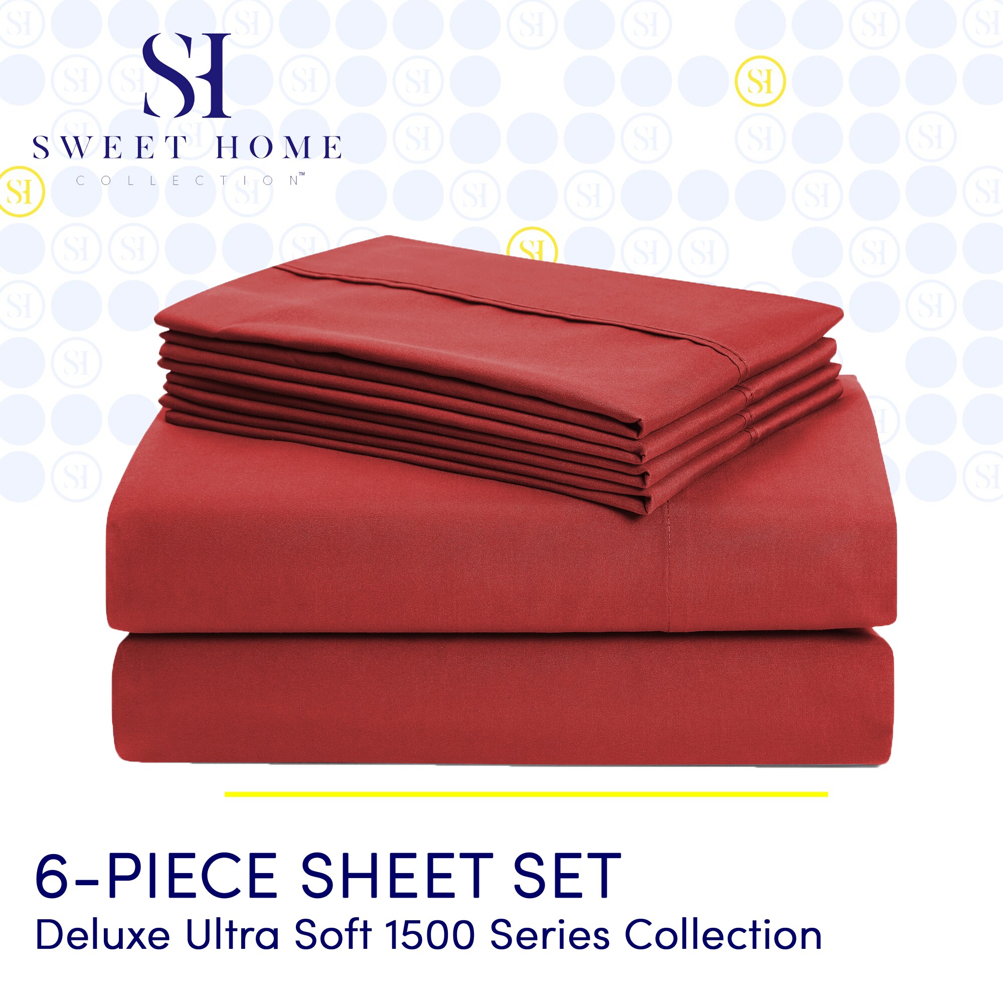 Sweet Home Collection LOW-6P-SH-FL-RED Sheet-Sets - View #2