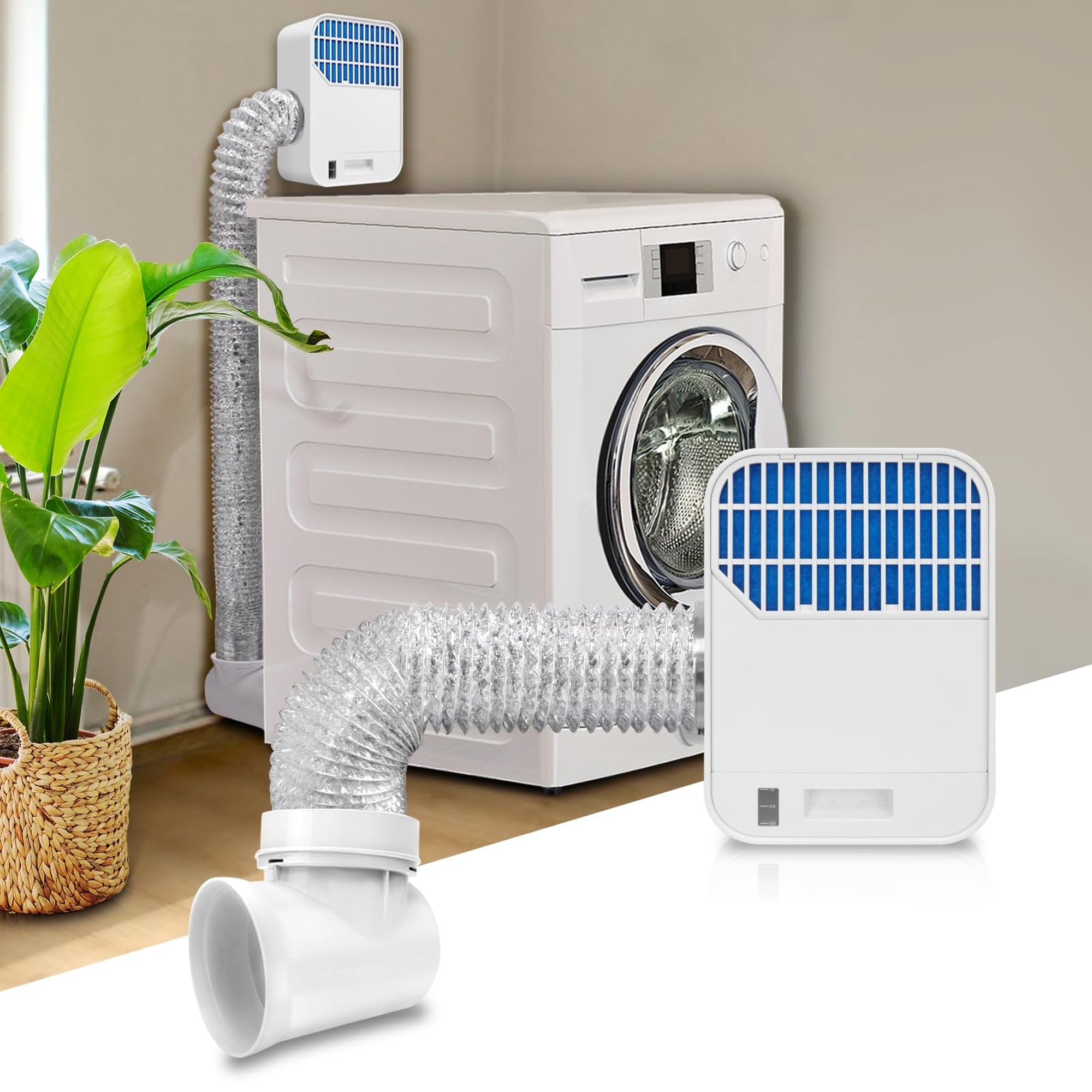 Angel Sar Indoor Electric Dryer Vent Kit with Triple Filtration System Dryer Vent Inside Box and Lint Catcher for Electric Dryer