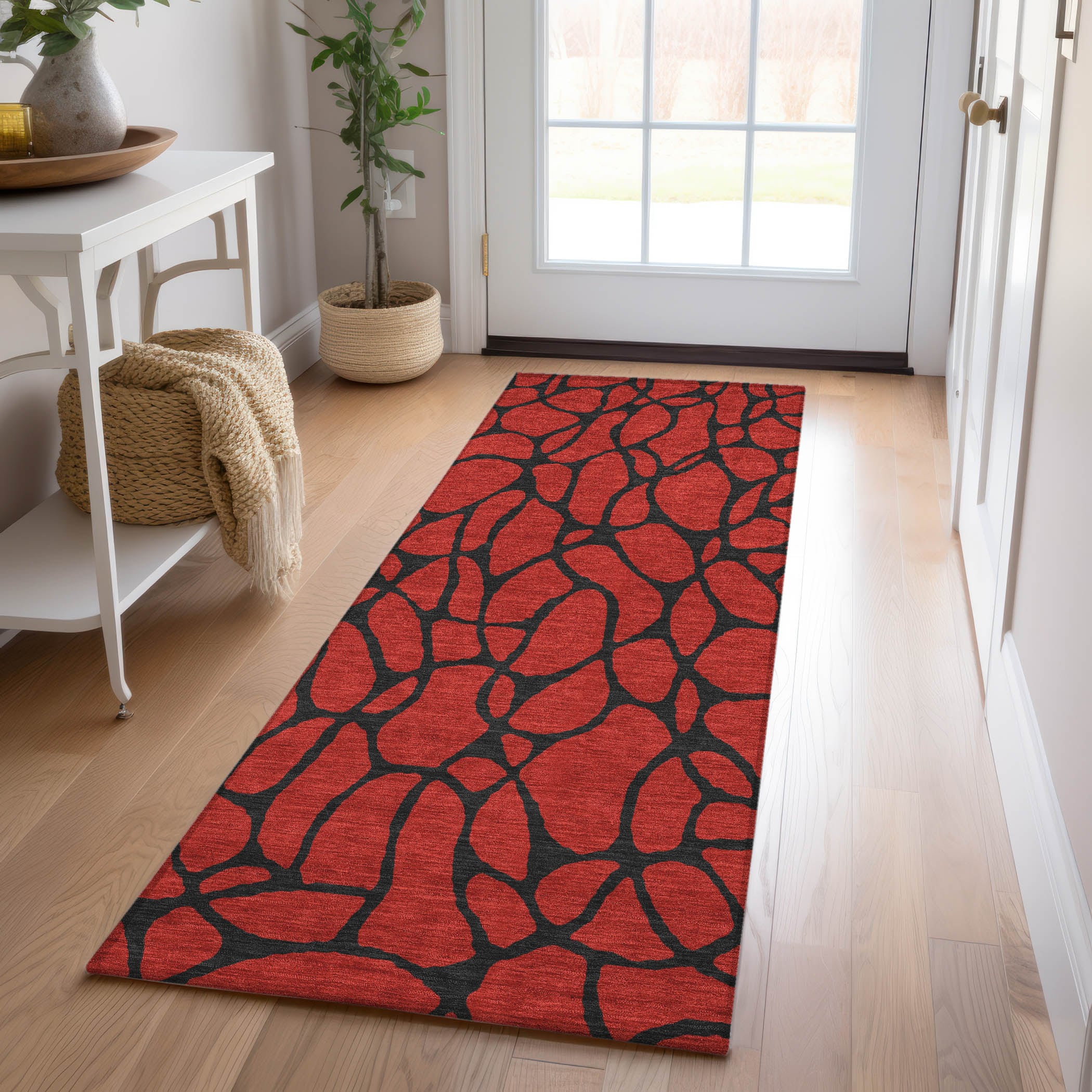 Addison Rugs ACN1023RD2X8 Chantille ACN1023RD 2 x 7 (ft) Polyester Red Rectangular Indoor/Outdoor Geometric Machine washable Runner rug