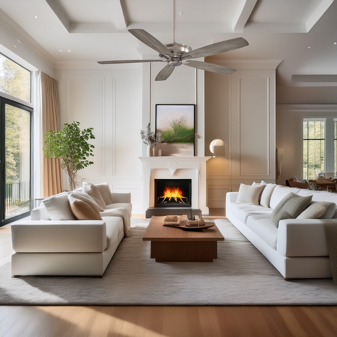 Minka Aire F696-BNK Kafe-Xl 60-in Brushed Nickel with Aged Boardwalk Blades Ceiling Fan Without Light - Remote Included ( 5 -Blade )