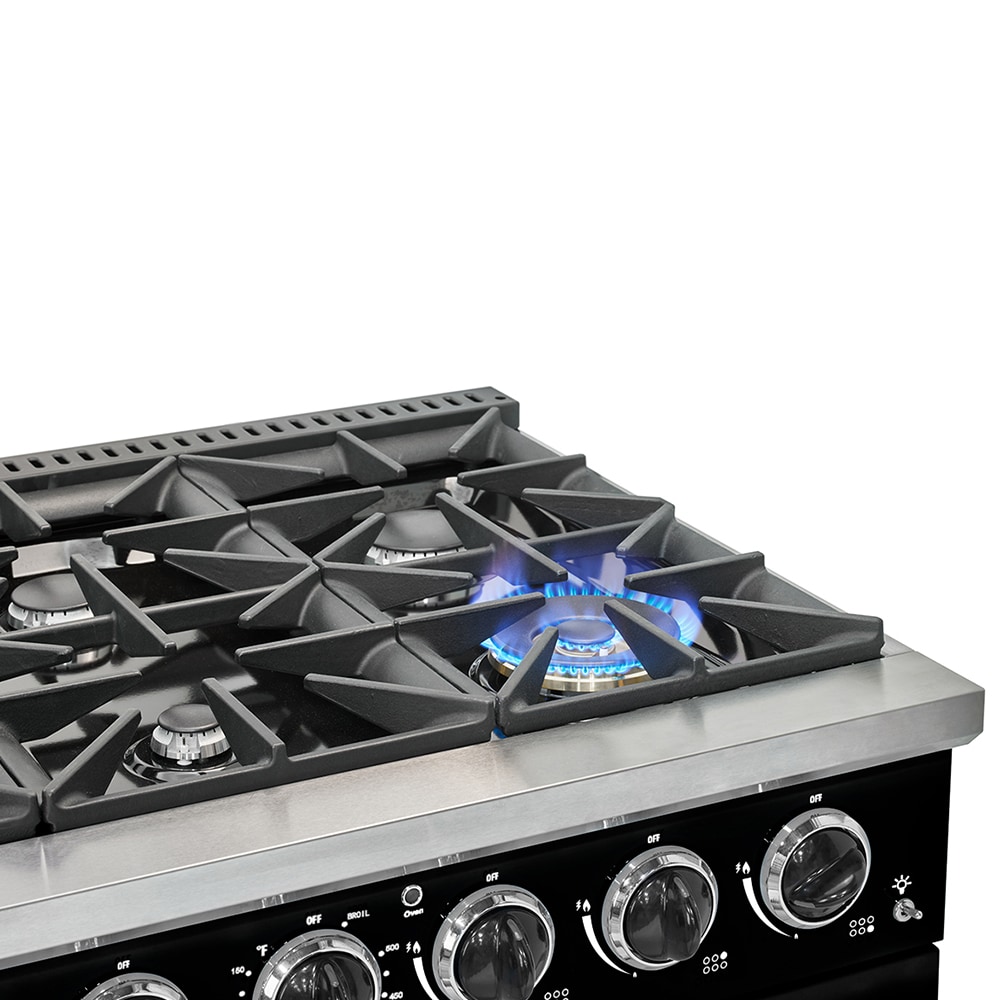 Midnight Black 36" Retro Convection Gas Range with Chrome Accents