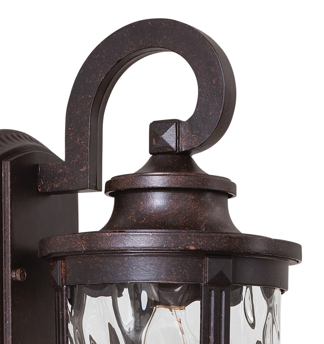 Corona Bronze Outdoor Lantern Sconce with Clear Hammered Glass