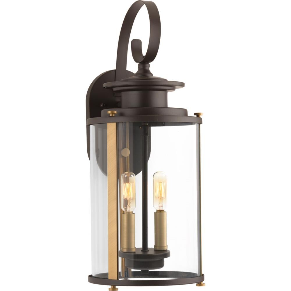 Progress Lighting P560037-020 Squire 2 -Light 19.25-in H Antique Bronze Hardwired Outdoor Wall Light