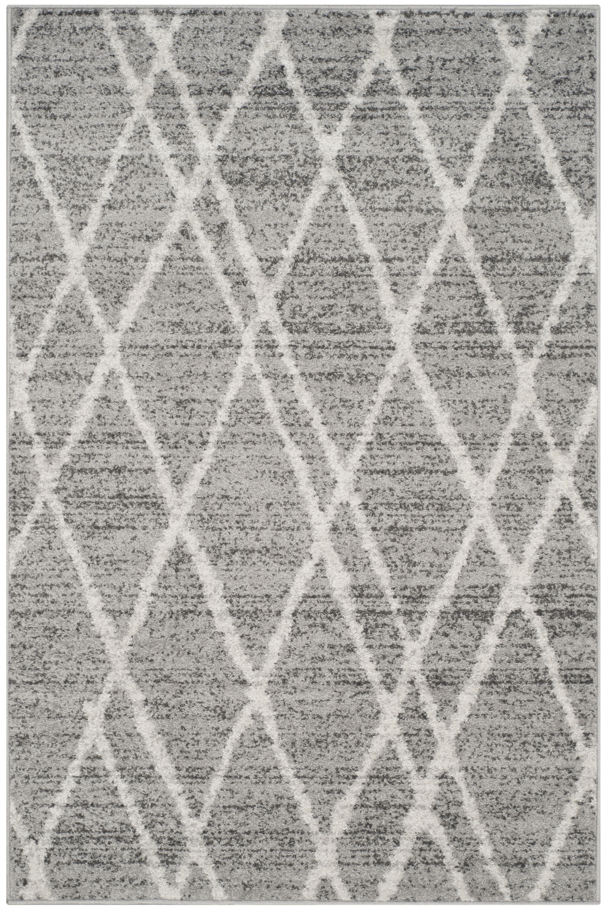 Chic Ivory & Silver 4' x 6' Reversible Synthetic Area Rug