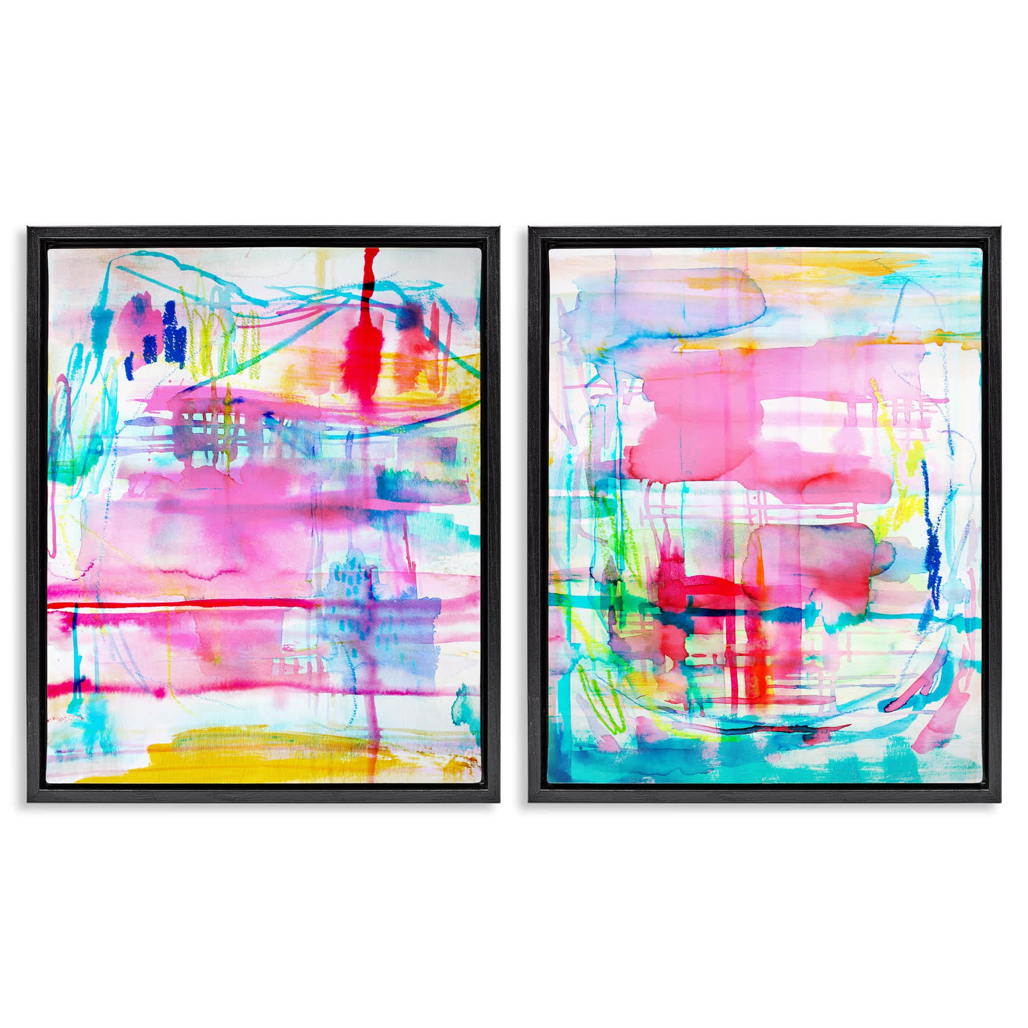 Stupell Industries B2-888-FFB-2PC-24X30 Vibrant Chaos Abstractions 2pc Floating Frame Set design by Gemma Bardot