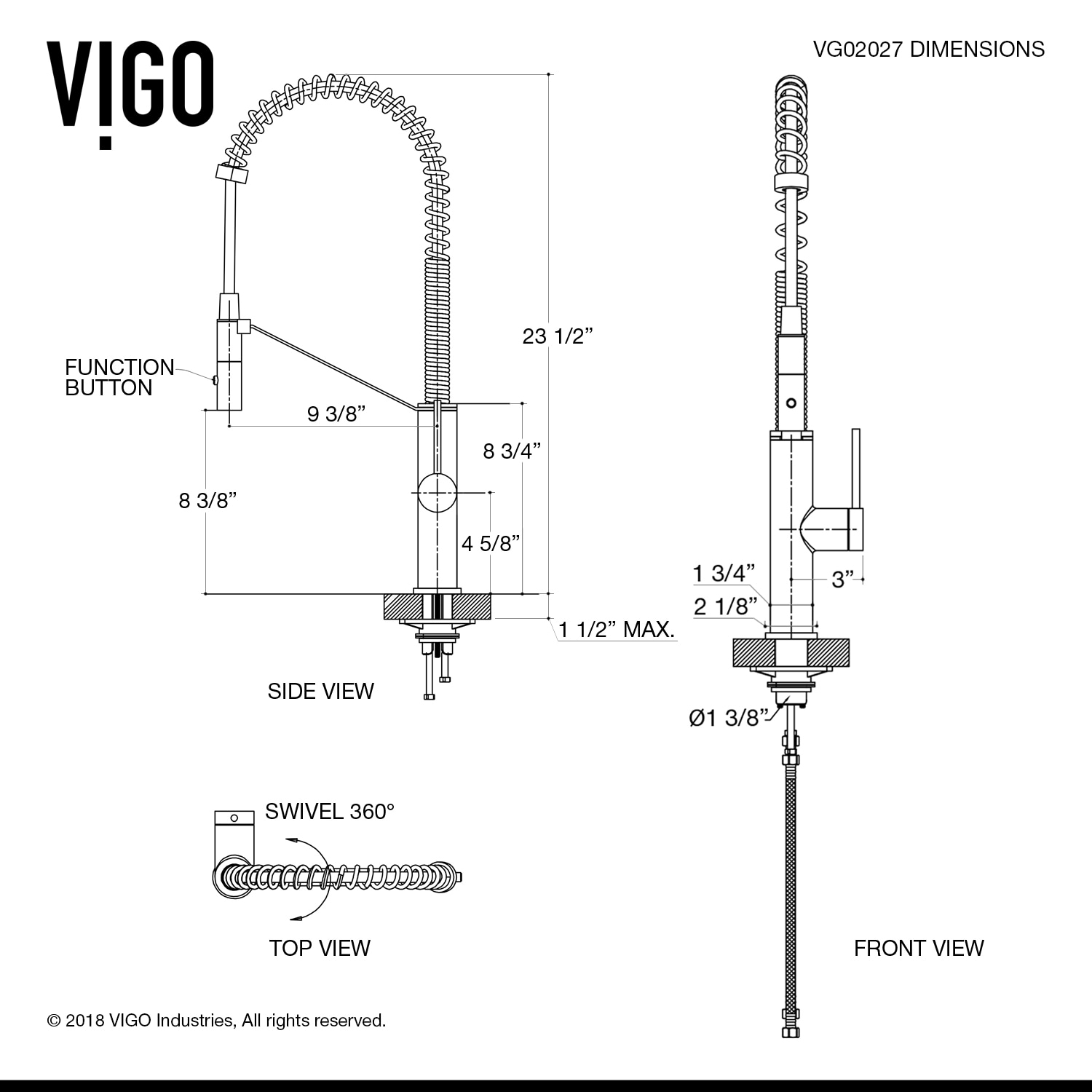 VIGO Livingston Matte Black Single Handle Pull Down Kitchen Faucet With   14173417 