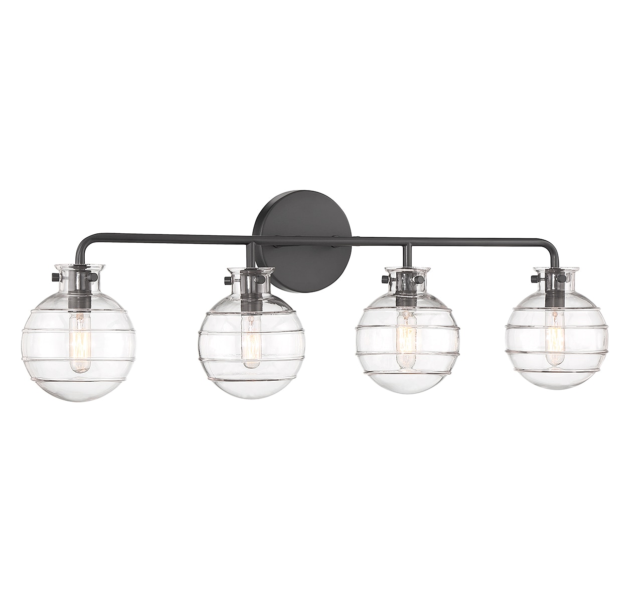 Matte Black Glass 4-Light Dimmable Bathroom Vanity Light