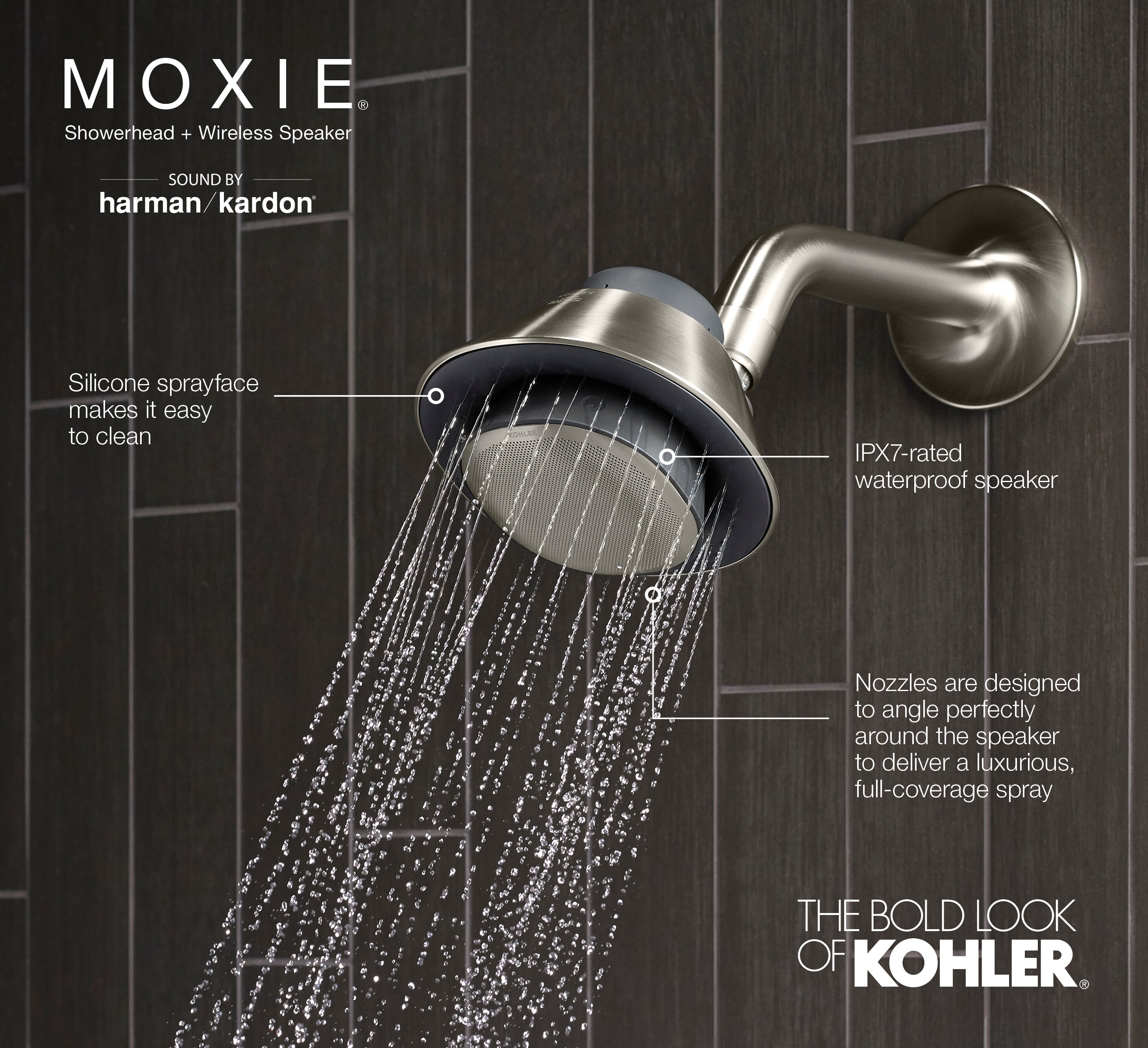 KOHLER Moxie Matte Black Round Fixed Shower Head 1.75-GPM (6.6-LPM) At ...