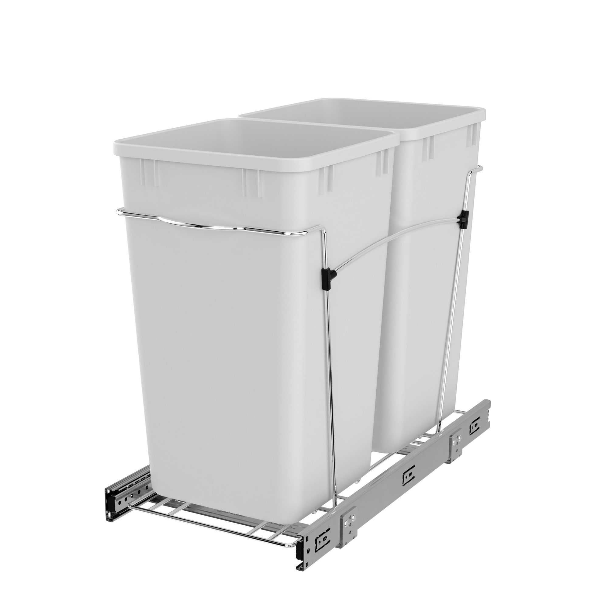 Rev-A-Shelf  Double Pullout Trash Cans 27 qt. for Kitchen White RV-15KD-11C S