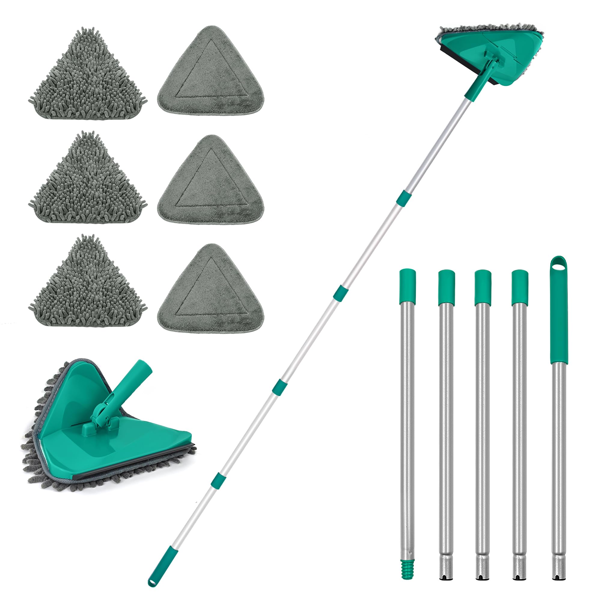 LAIFUCAM  Wall Cleaner Mop with Long Handle 82 Inches 3-in-1 Ceiling Cleaning Tool Duster with 6 Replacement Microfiber Chenille Pads for Painted