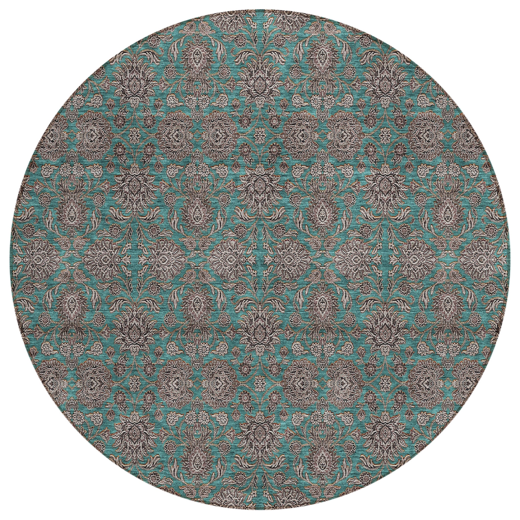 Addison Rugs ACN702TE8RO Chantille ACN702TE 8 x 8 (ft) Polyester Teal Round Indoor/Outdoor Geometric Machine washable Area rug