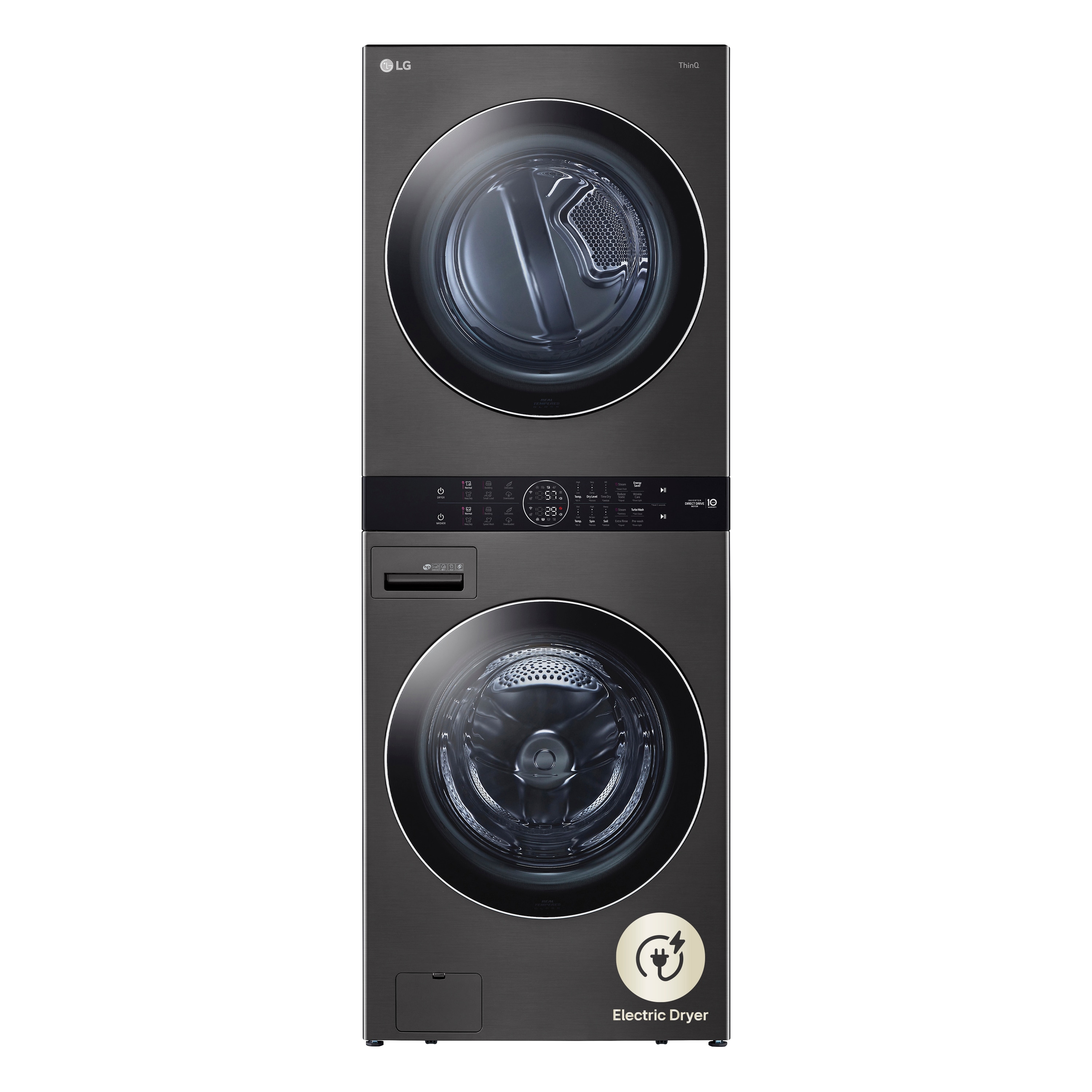 LG WashTower Electric Stacked Laundry Center with 4.5-cu ft Front load Washer and 7.4-cu ft Dryer ( Black Steel )