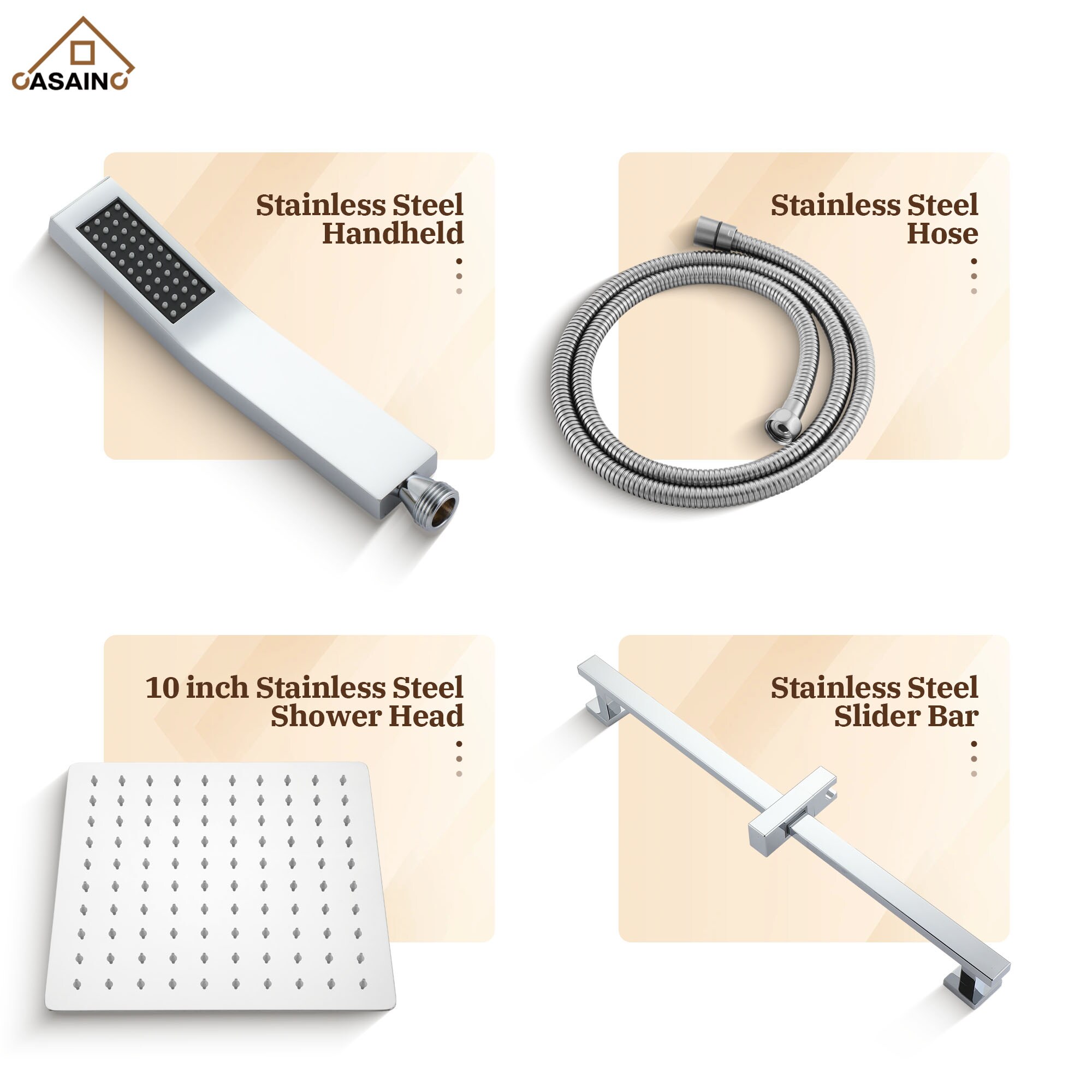CASAINC M6628-A-10-CP Showerhead-Bar-Panels - View #9