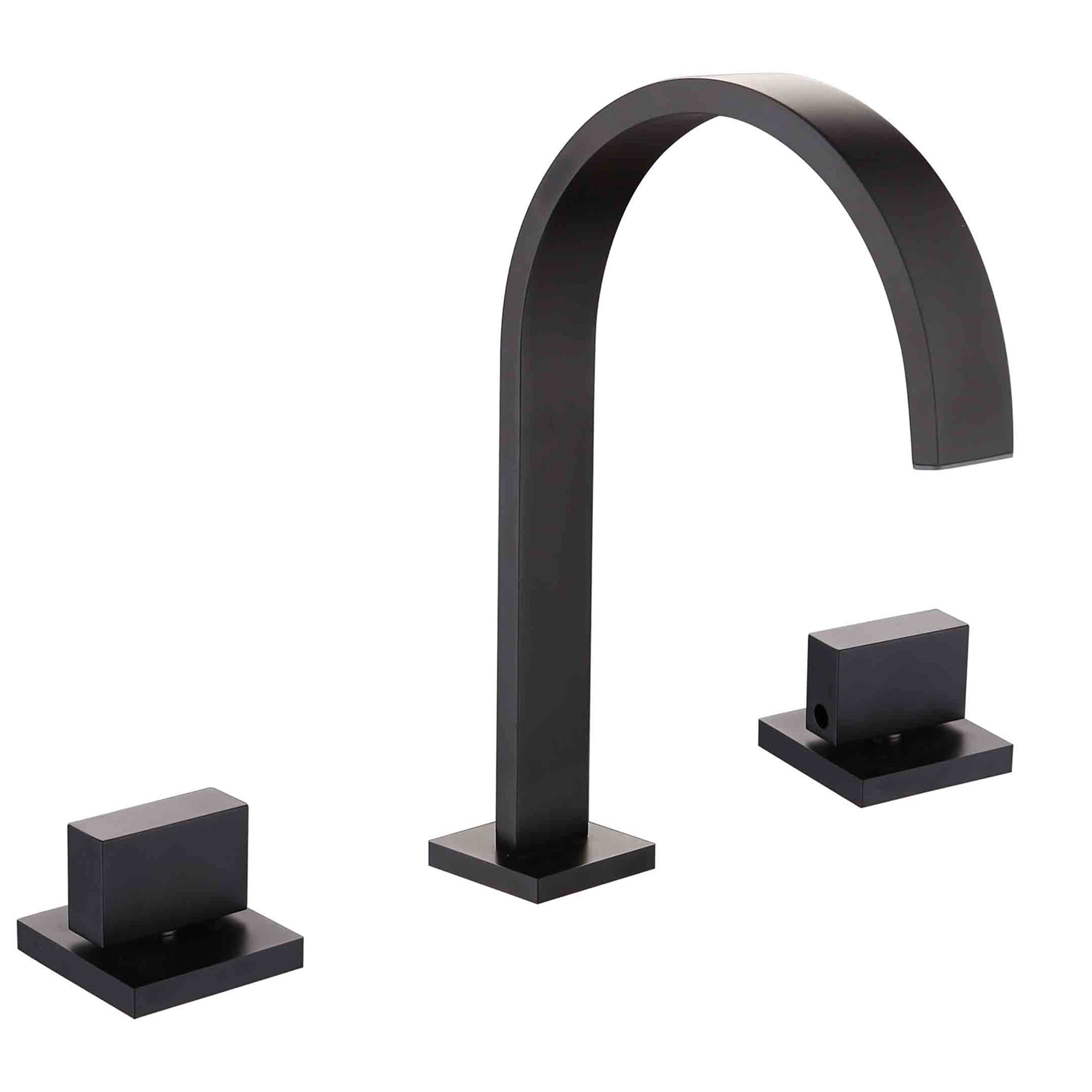 WELLFOR WB-FA029MB3 Matte black Widespread 2-handle Mid-arc Residential Handle Bathroom Sink Faucet