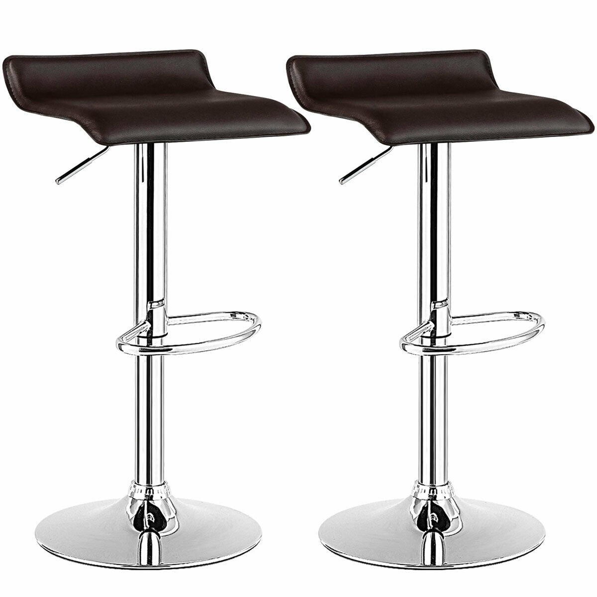 Sumyeg WF-HW66518CF-LA Set of 2 Modern PU Leather Backless Bar Stools Set of 2 Brown 26-in H Counter height Upholstered Swivel Metal Backless Bar Stool