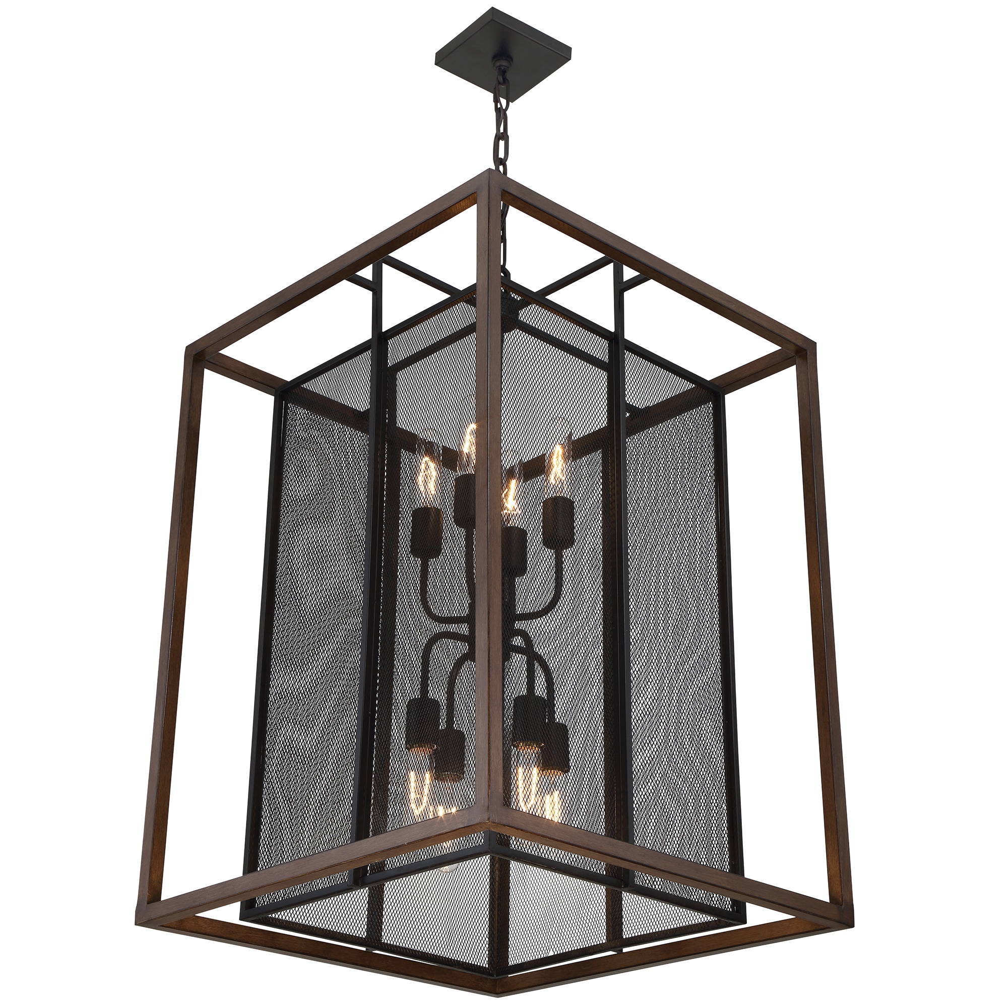 Rio Lobo 22" Dark Oak & Black Steel Industrial Pendant Light