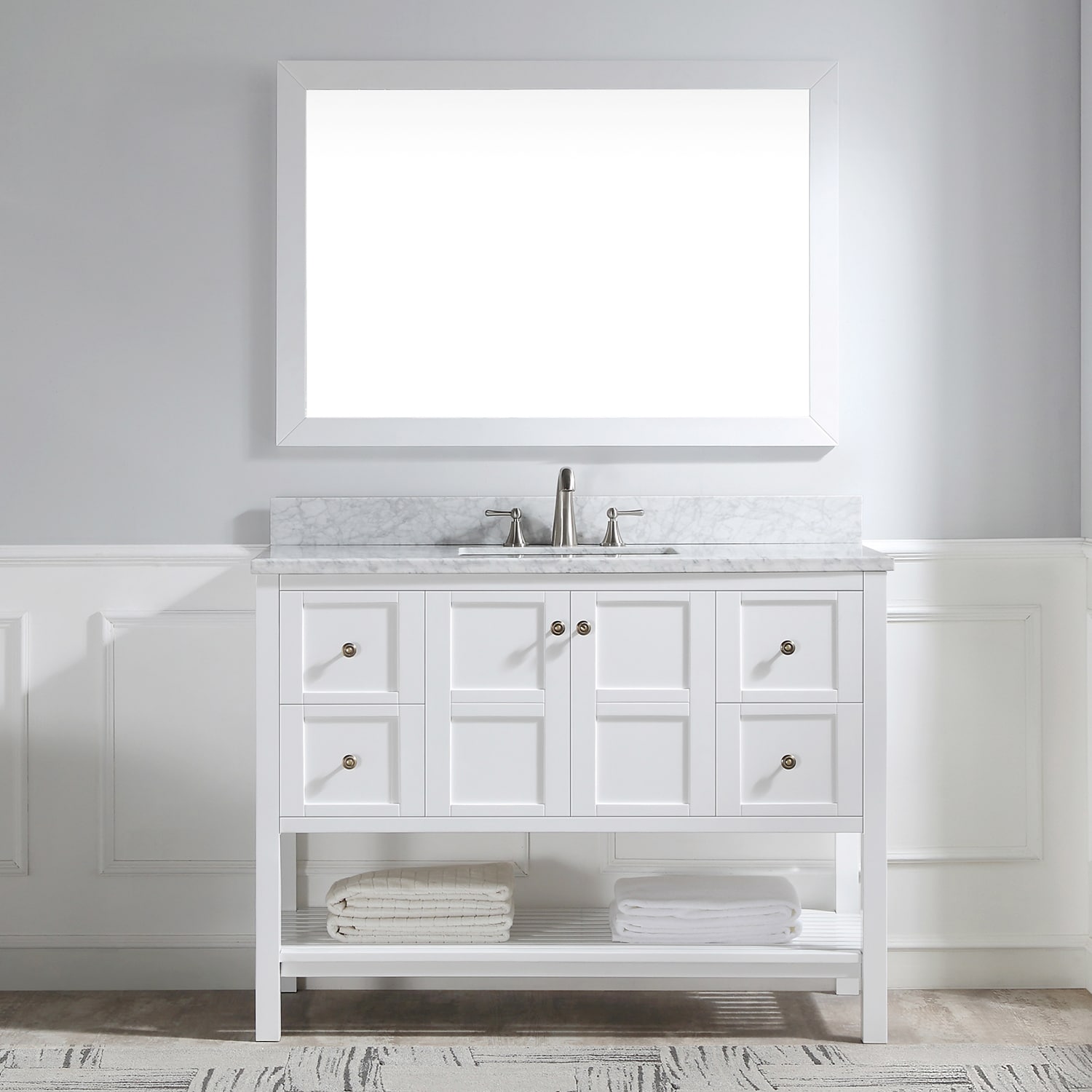 CASAINC 48-in White Undermount Single Sink Bathroom Vanity with Off ...