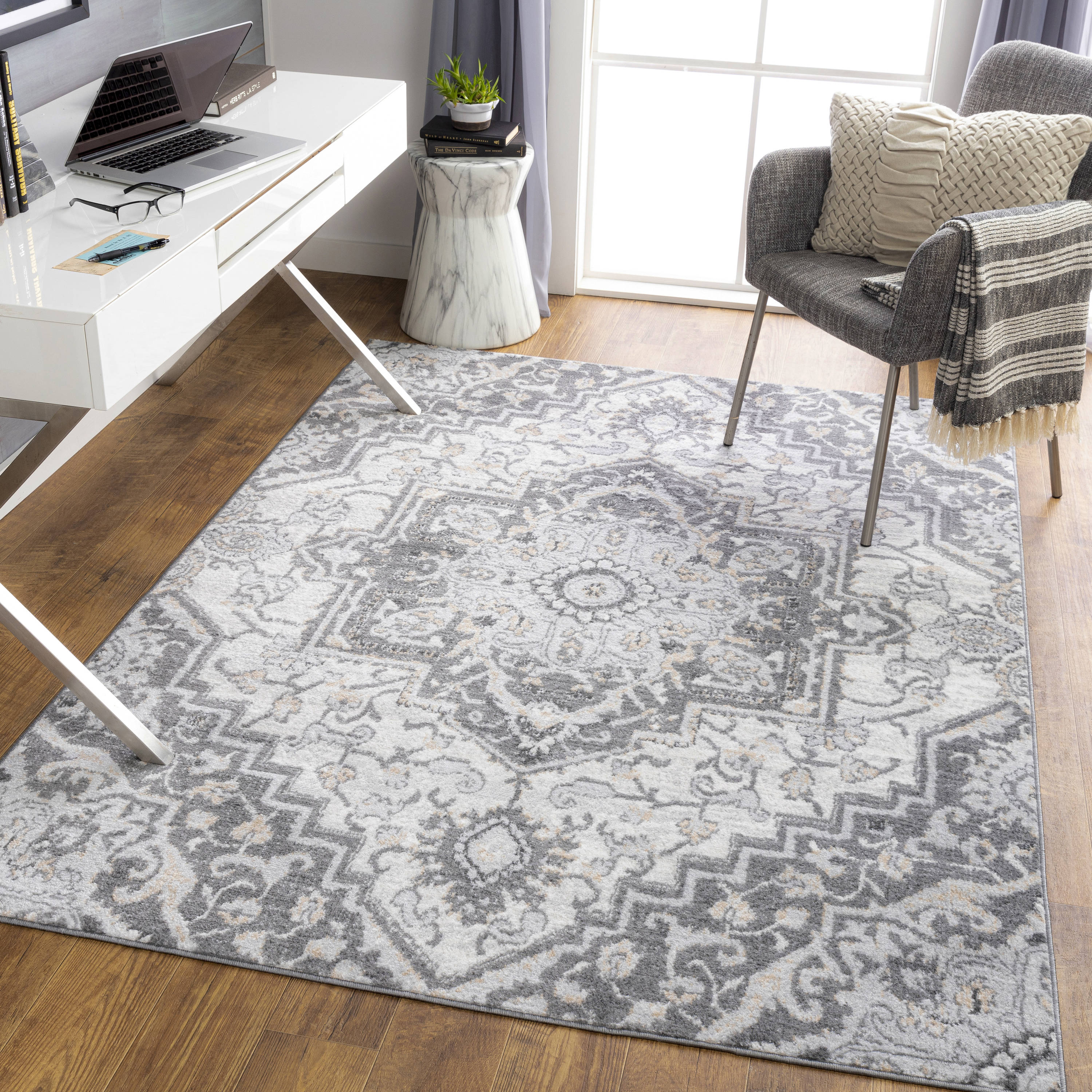 Surya CEG2321-71010 Cesar 8 x 10 Light Gray Indoor Medallion Oriental Area Rug