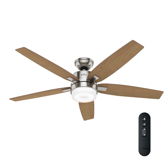 Hunter Windemere Ii 54 In Brushed Nickel Led Ceiling Fan With Remote 5 Blade The Fans Department At Com - Hunter Ceiling Fan Light Flickers Off