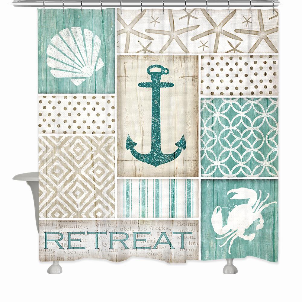 Laural Home CRTII72SC 71.0-in W x 72-in L Coastal Retreat Graphic print Polyester Shower curtain