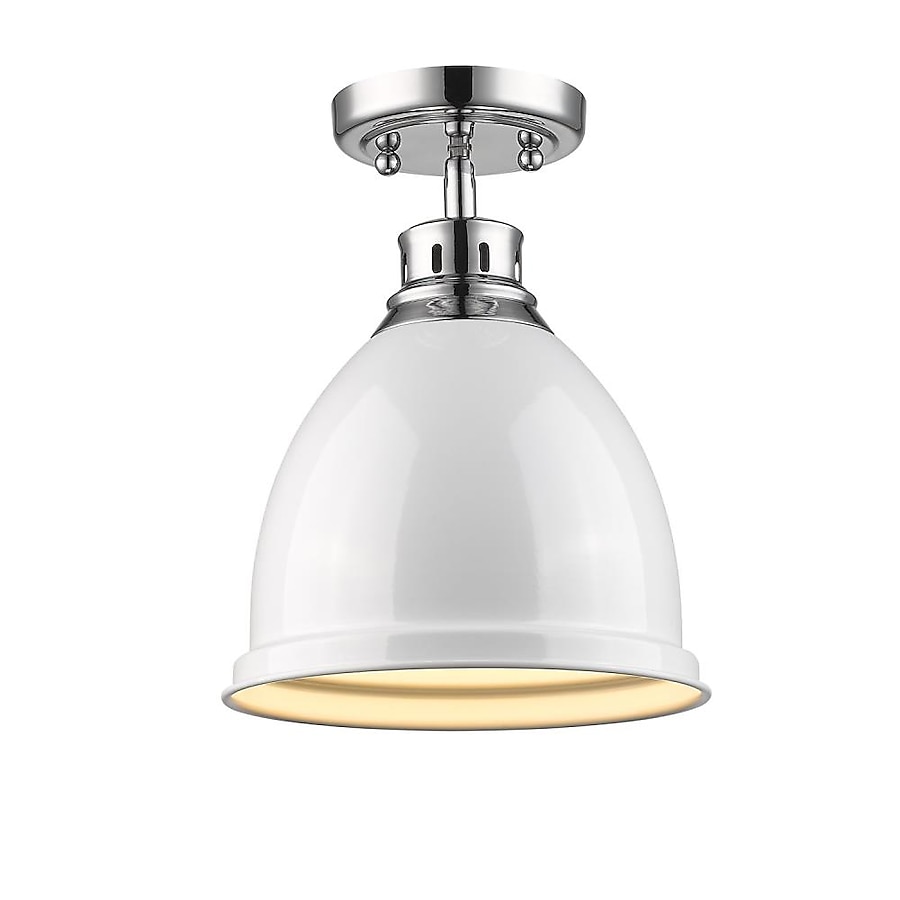 Golden Lighting Duncan 8.88-in Chrome Transitional Incandescent Flush Mount Light Golden Lighting Duncan 8.88-in Chrome Transitional Incandescent Flush Mount Light
