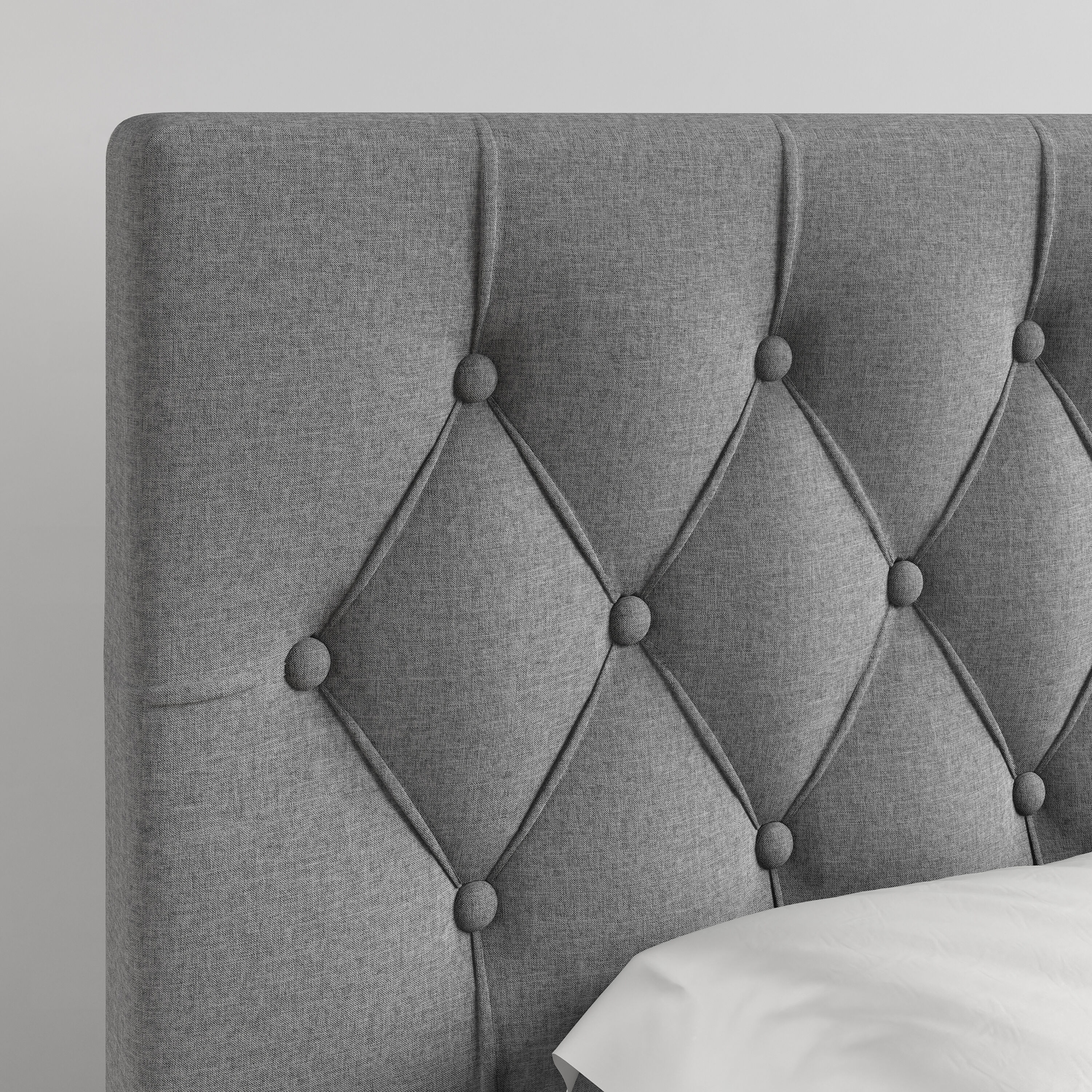 Anne Collection Grey Tufted Upholstered Queen Bed with Storage