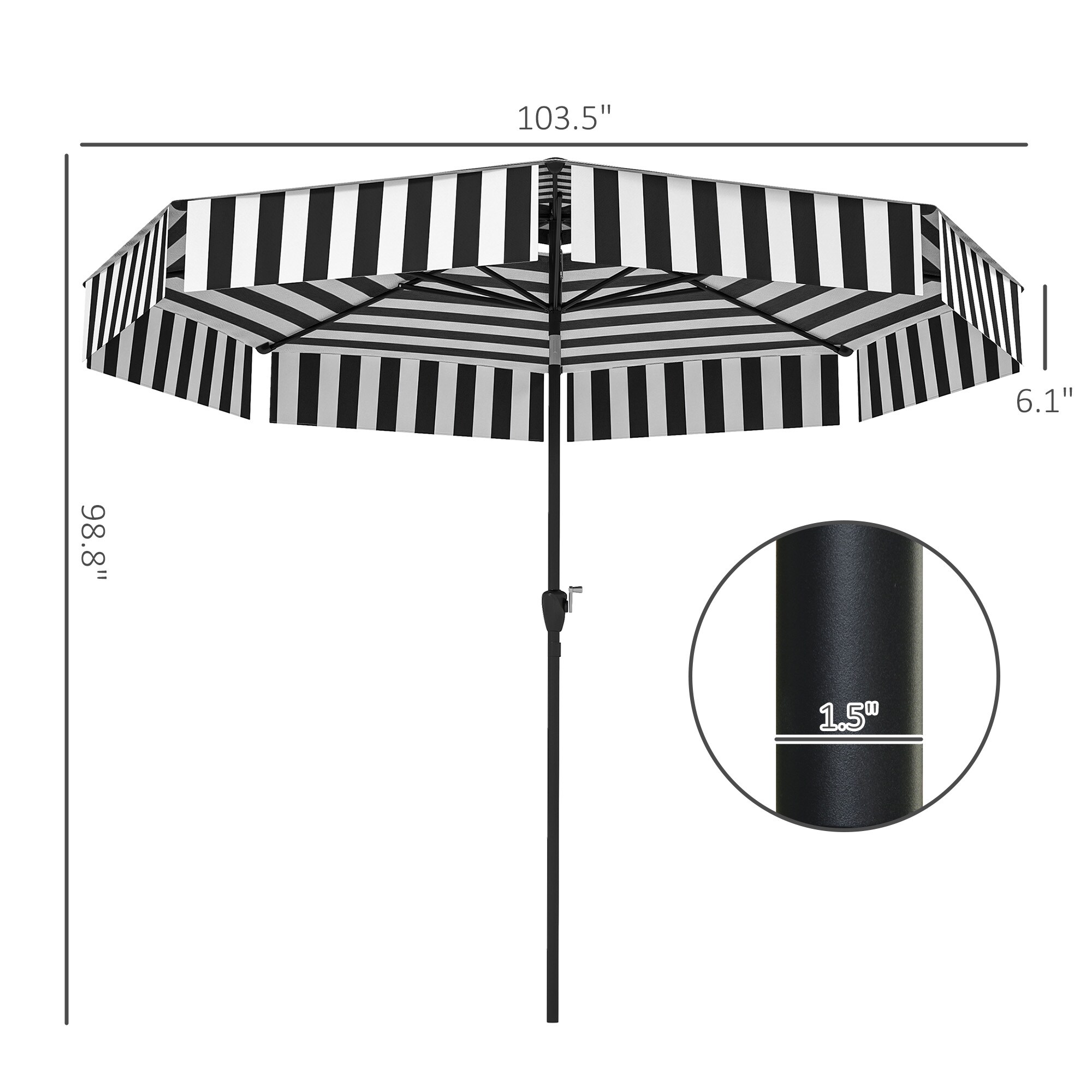 Outsunny 84D-379V00BK Umbrellas-2 - View #3