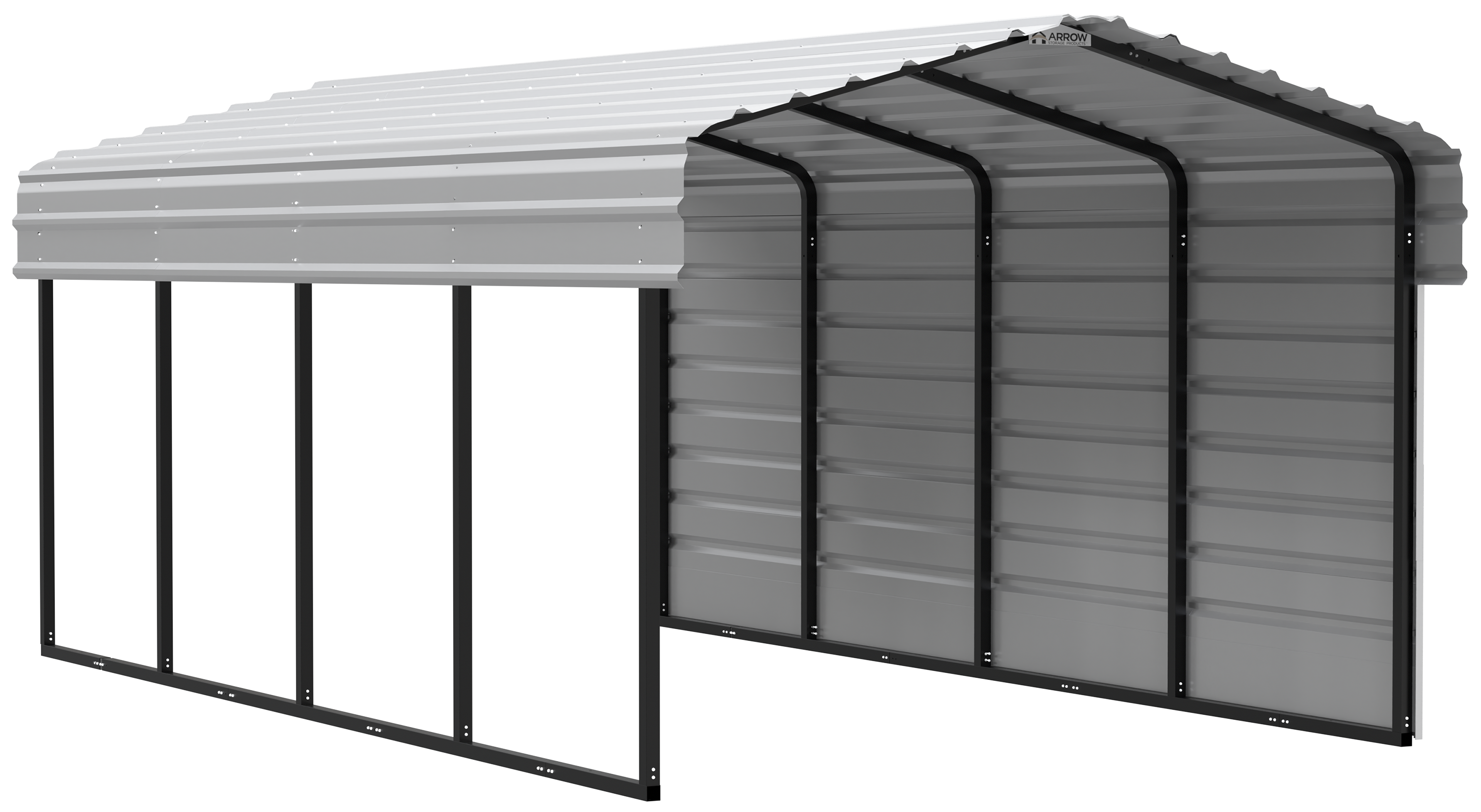 10' x 20' Eggshell Steel Carport with Enclosure