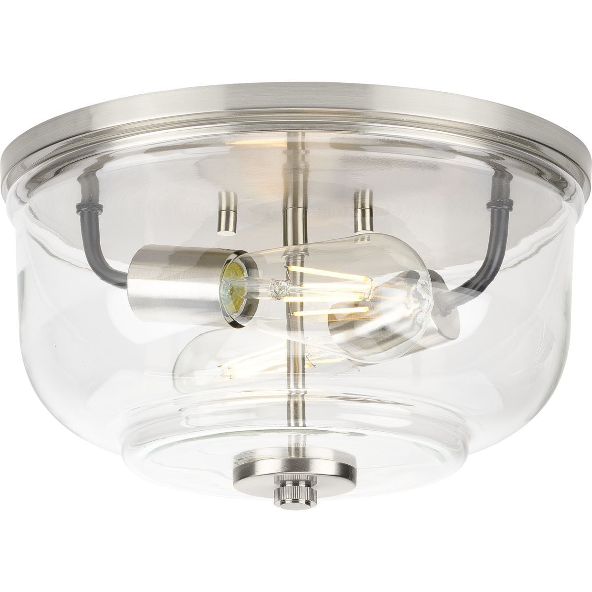 Progress Lighting P350205-009 Rushton 2 -Light 12-in Brushed Nickel Flush Mount Light