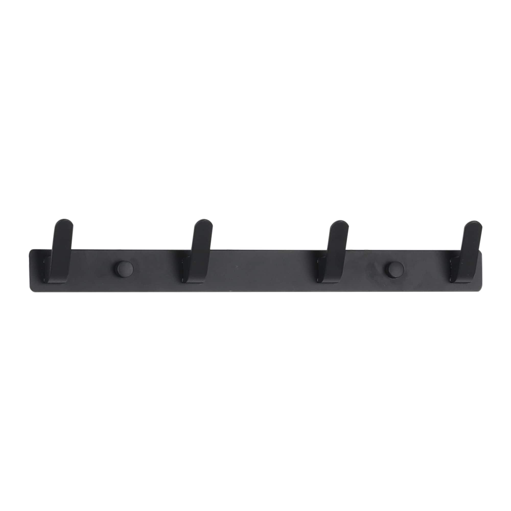 Unique Bargains 1pc Coat Rack Wall Mount Coat Hook Hat Rack Wall Hooks for Hanging with 4 Hooks for Entryway Bathroom Bedroom 13.2x1.2in Black