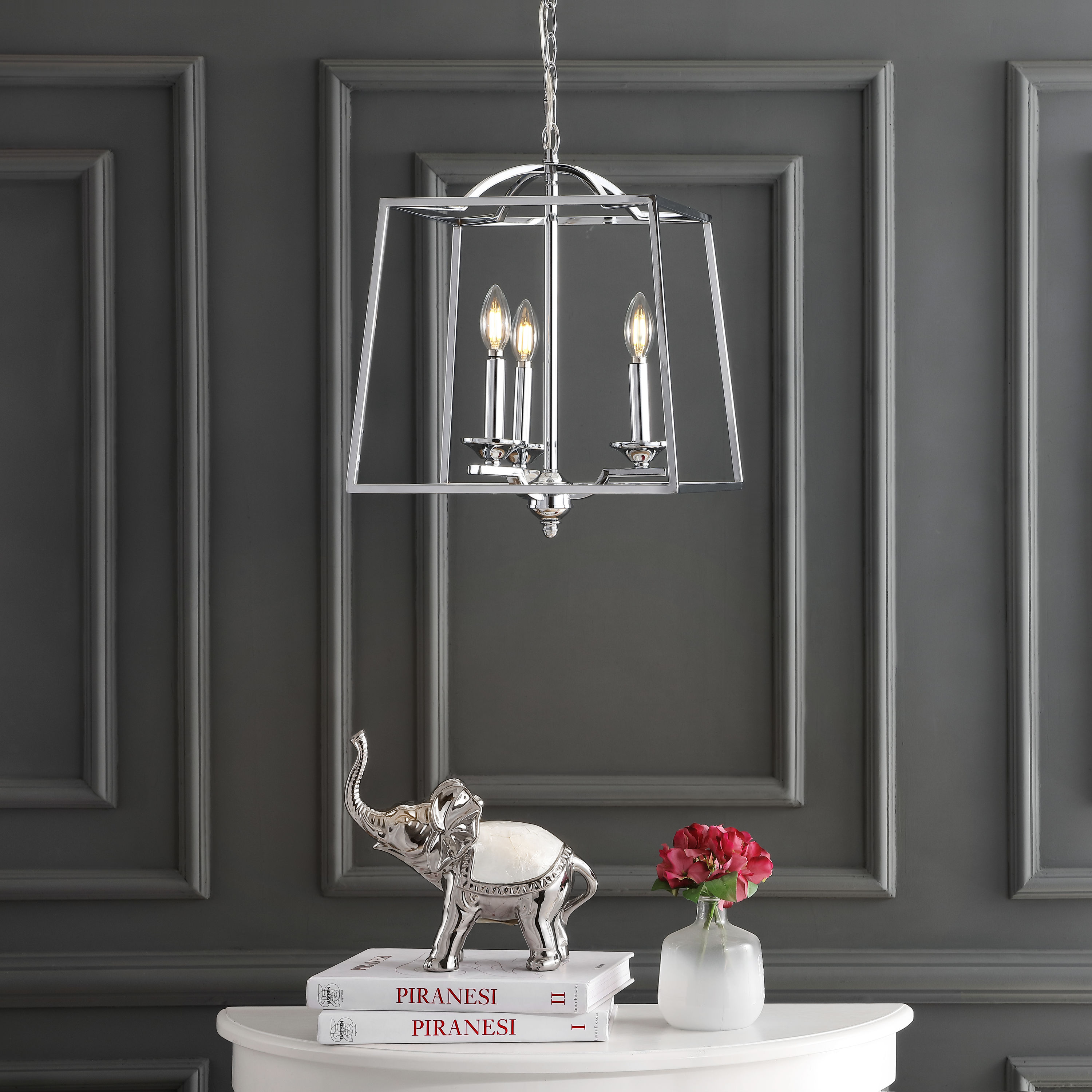 Chrome 14.5" 3-Light LED Pendant with Drum Shade