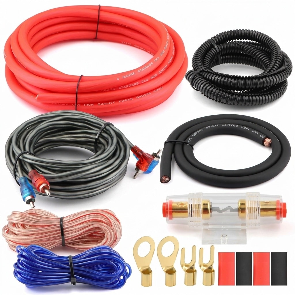Etokfoks  Amplifier Wiring Kit in Black Red Blue Kit for Car Audio Subwoofer Multi Channel System Installation