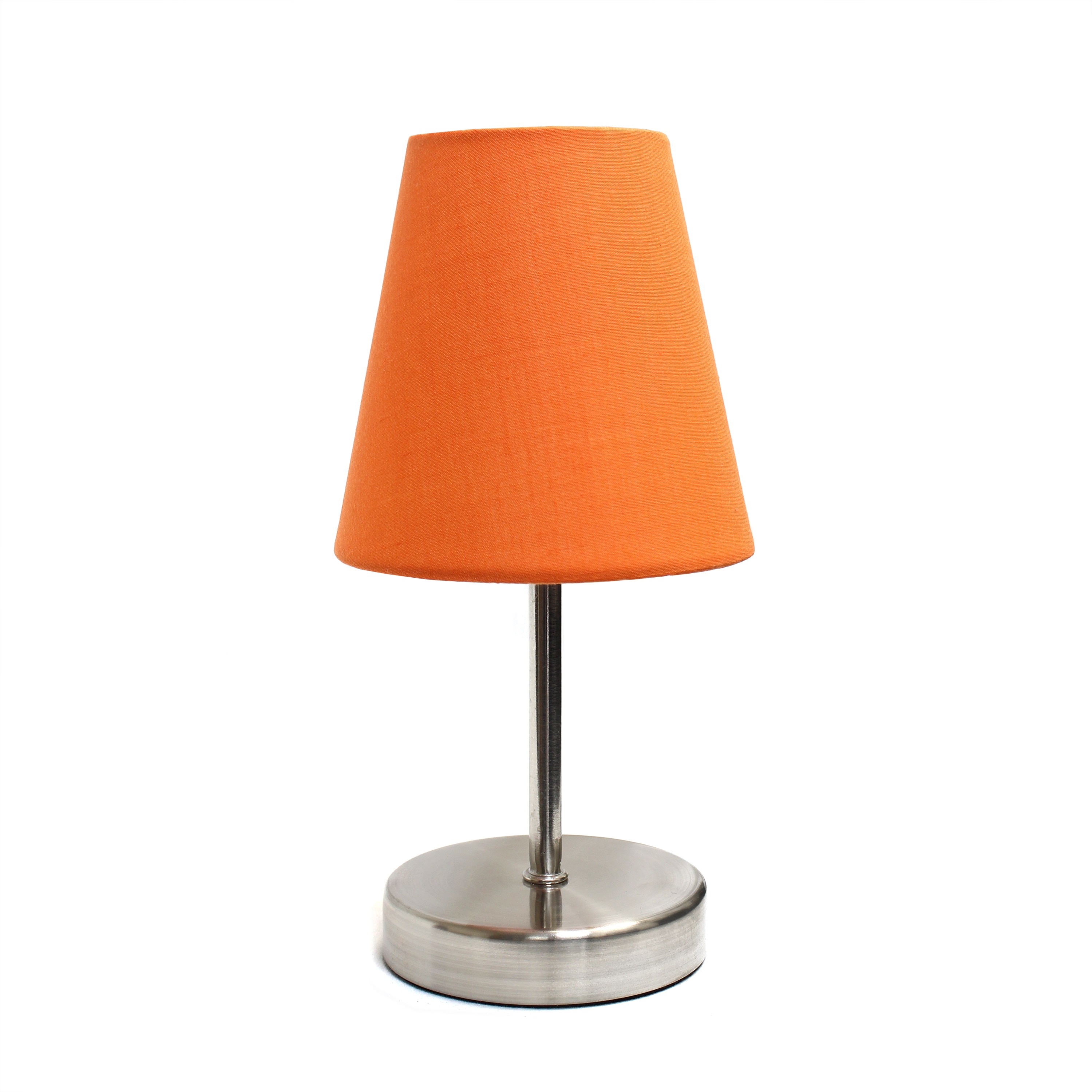 Simple Designs LT2013-ORG 10.5-in Sand Nickel/Orange Stick Table Lamp with Fabric Shade