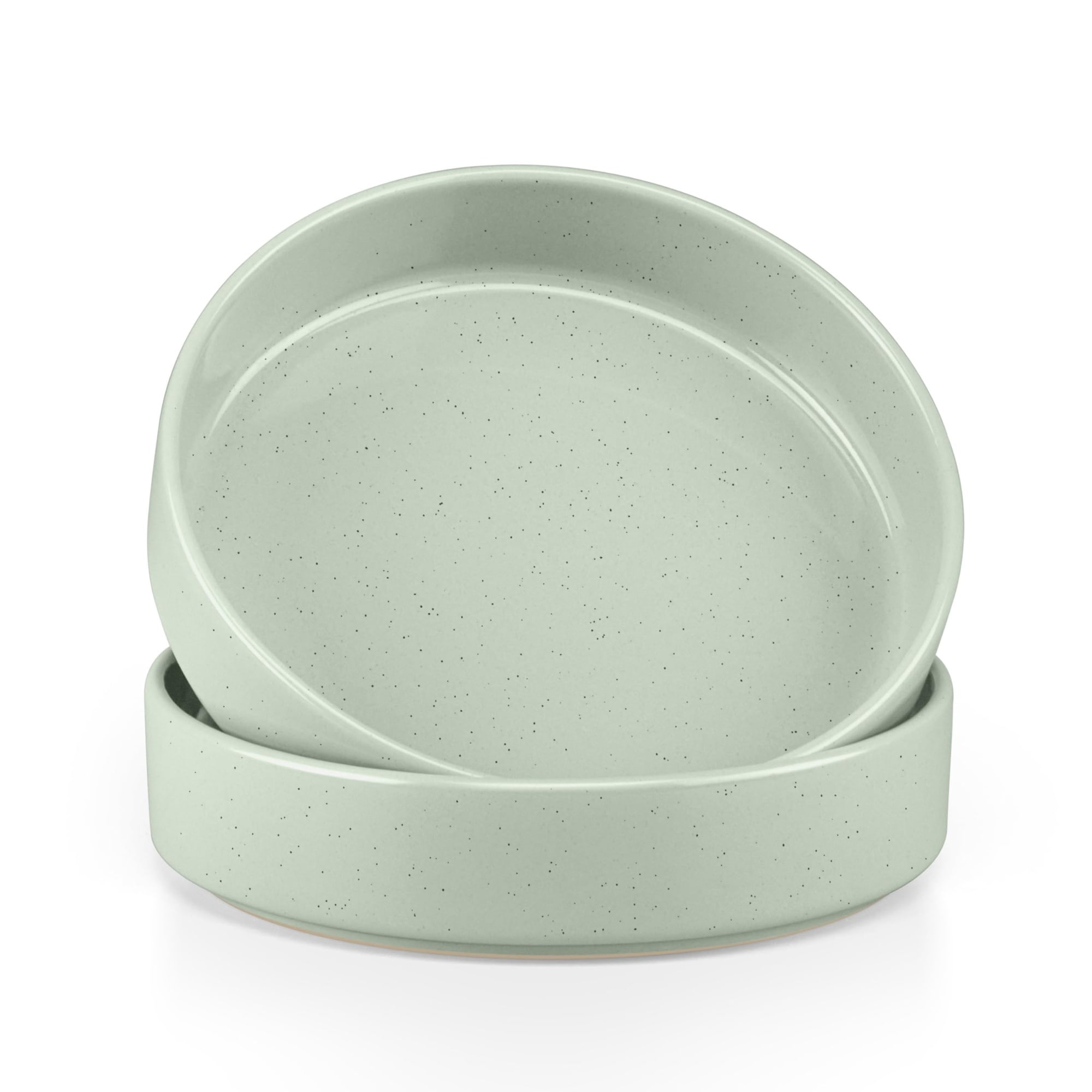 Aoibox  Set of 2 Deep Stoneware Pasta Bowls 35 oz Capacity Speckled Light Green 8 in Diameter 35oz Serving Set