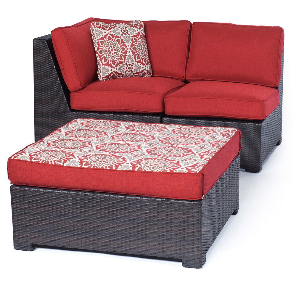 Hanover METMN3PC-B-RED Metro Mini 3-Piece Patio Conversation Set with Red Cushions