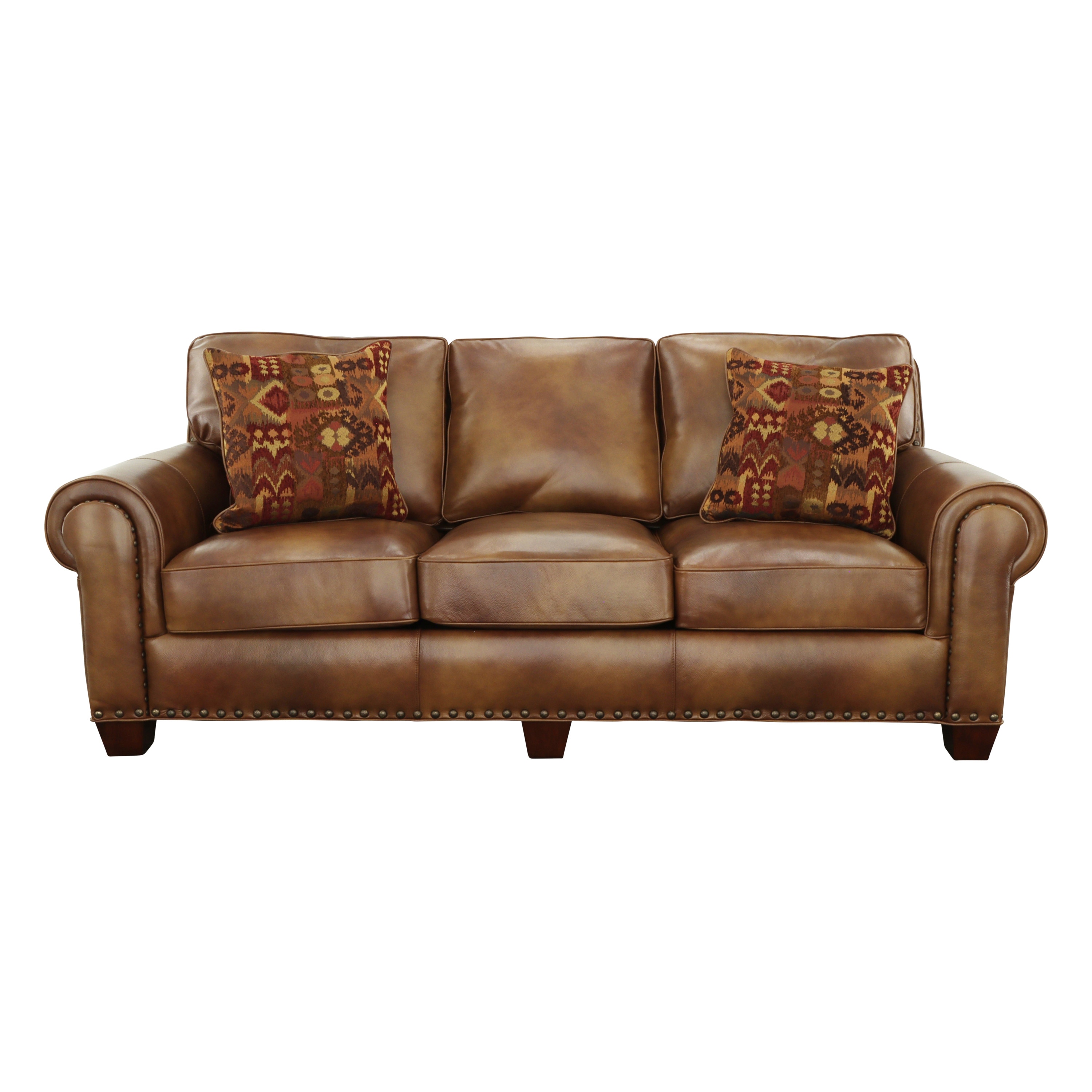 Steve Silver SR920S 91-in Casual Camel Genuine leather 3 -seater Sofa