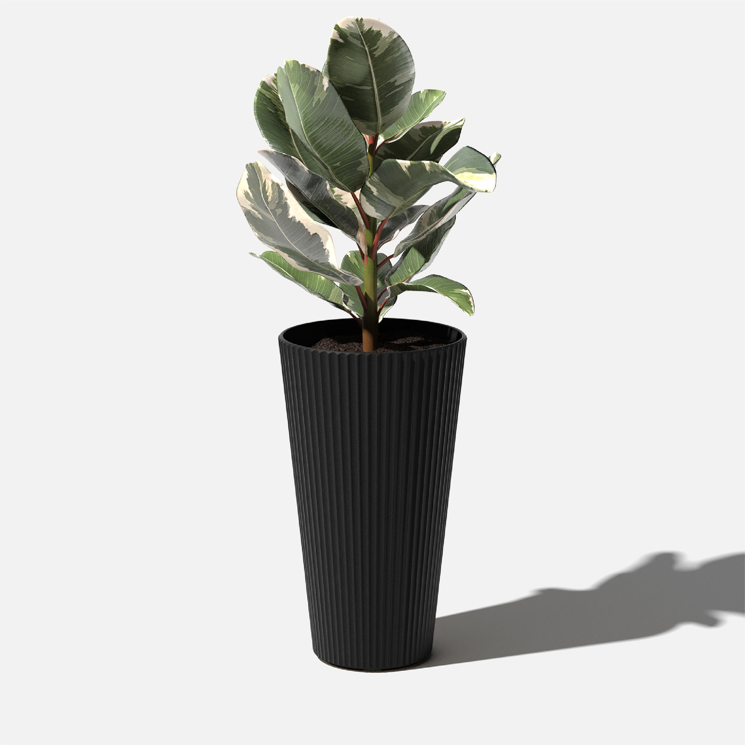 26" Tall Black Concrete-Plastic Composite Planter