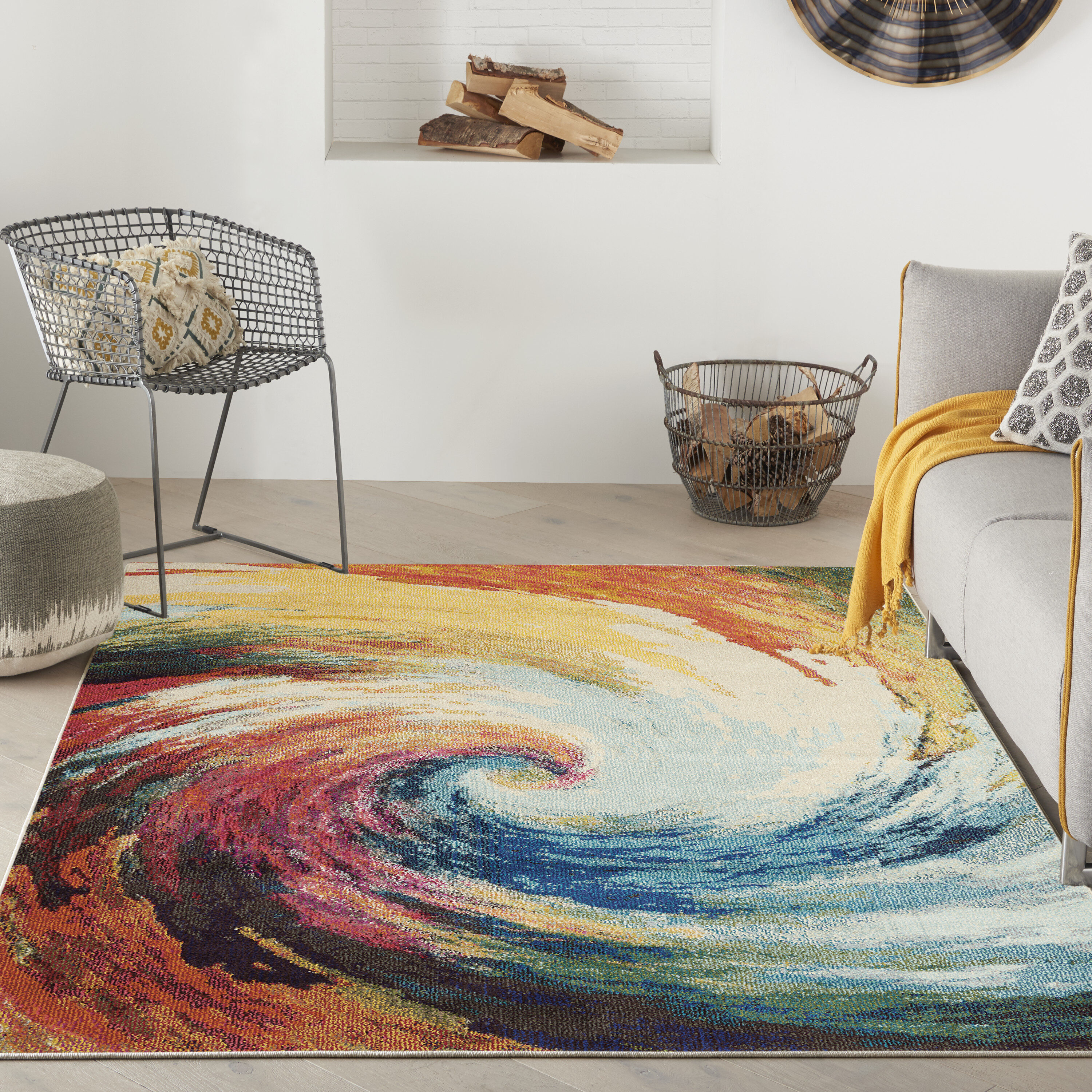 Home Dynamix Splash Adja Abstract Rainbow Swirl Area Rug - Bed