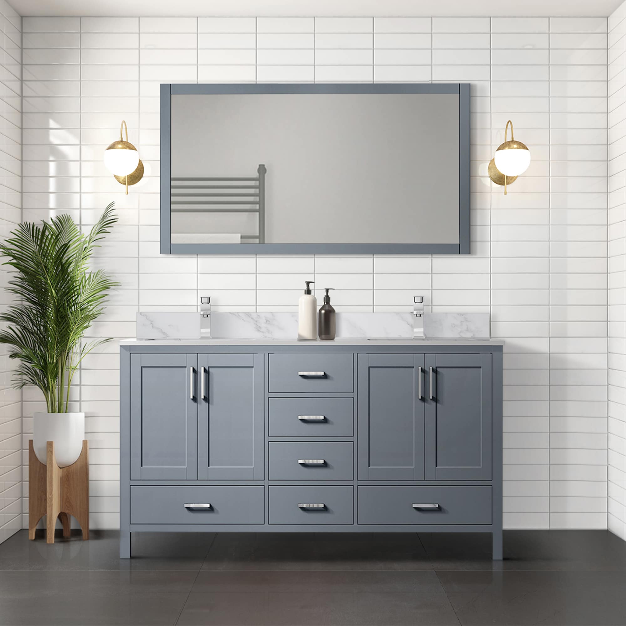 Subtle 72 Double Sink Wall Mounted Modern Vanity