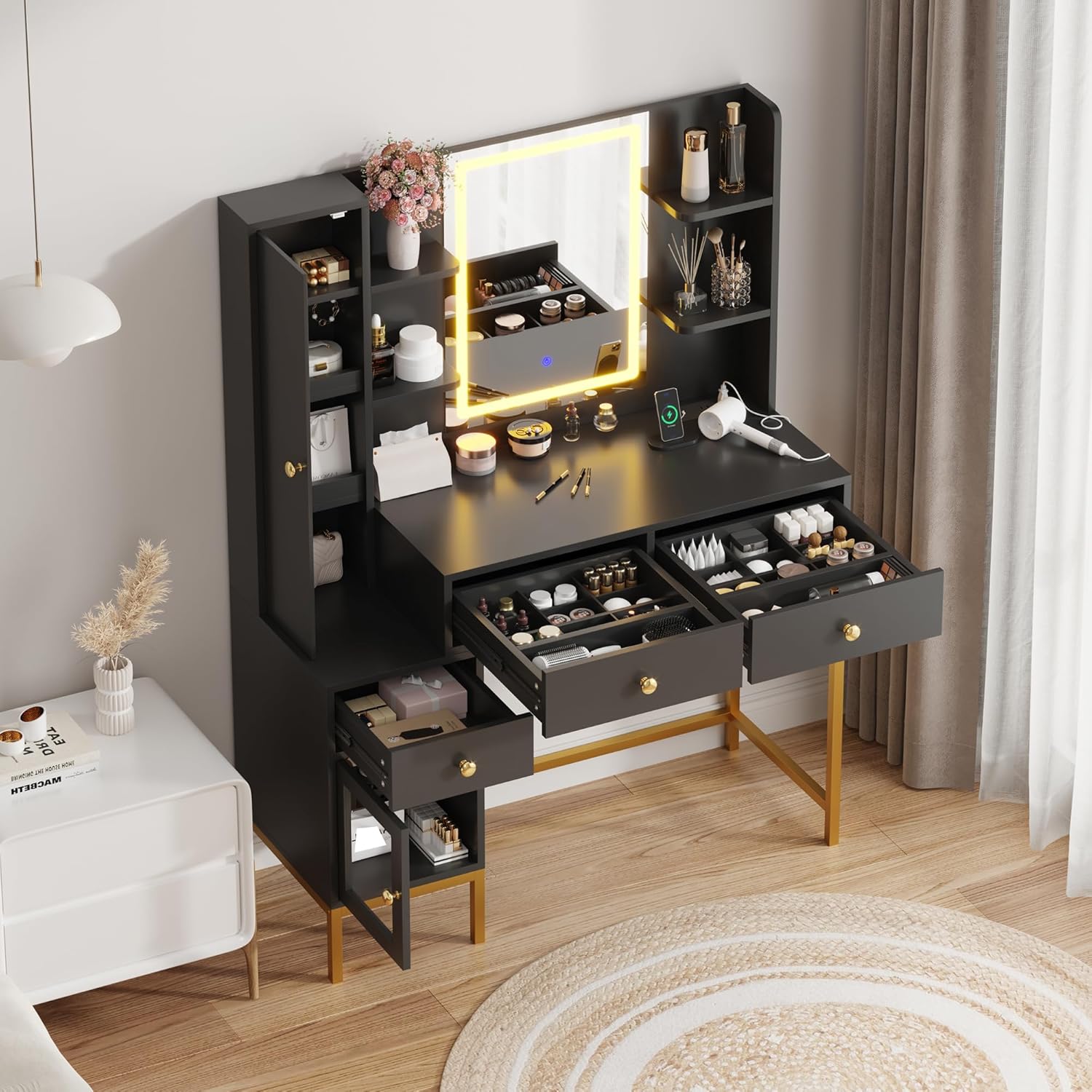 Qeetex LHF-SZT-PHO-160WCDZK Bedroom-Vanities - View #3