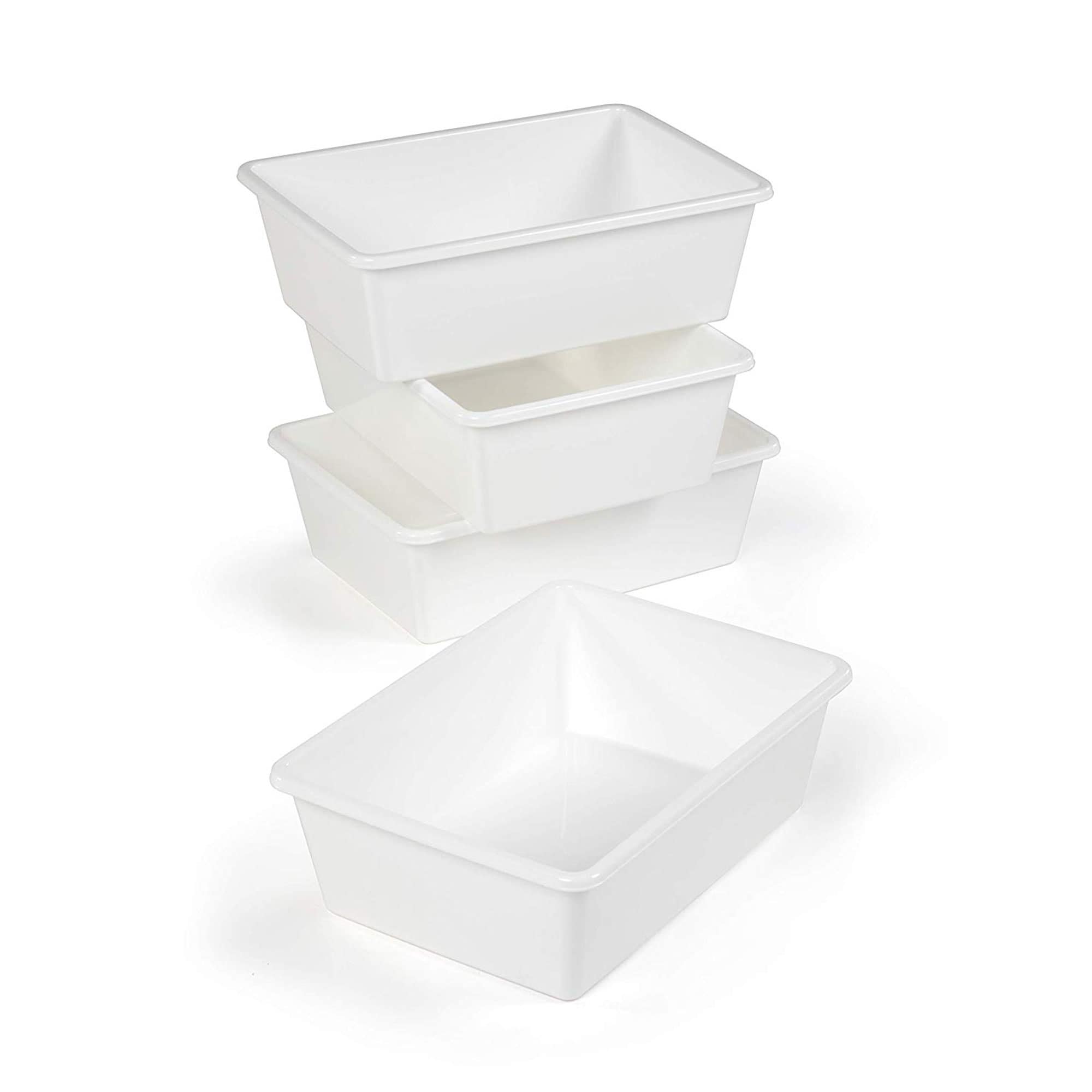 Humble Crew 4-Pack Large 2-Gallons (8-Quart) White Heavy Duty Tote with  Latching Lid at