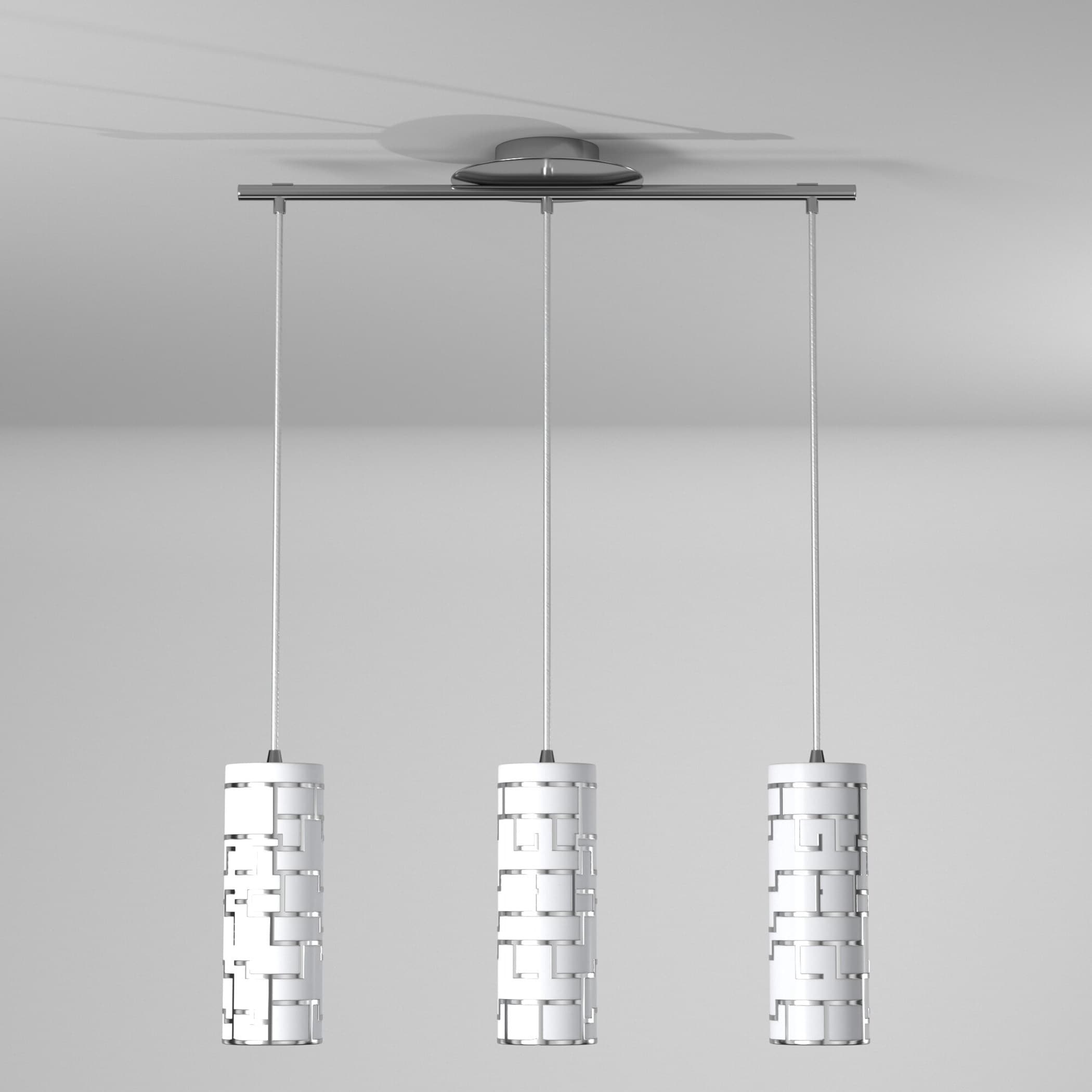 Eglo Bayman 3 Light Chrome Moderncontemporary White Glass Cylinder Large Hanging Pendant Light 4756