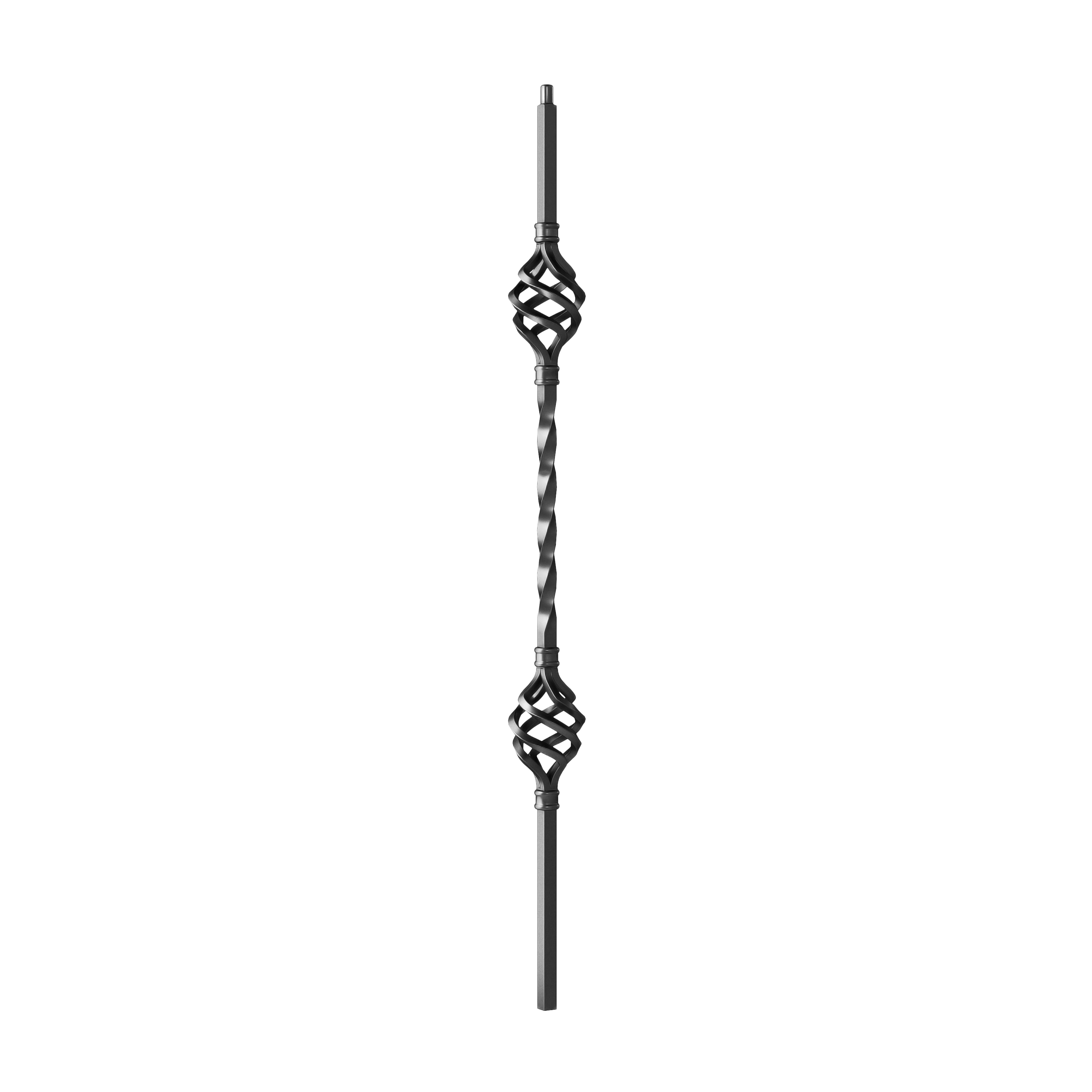 Crown Heritage 4583122FB30 30-in x 2.375-in Satin Black Aluminum Pin Top Double Basket Stair Baluster
