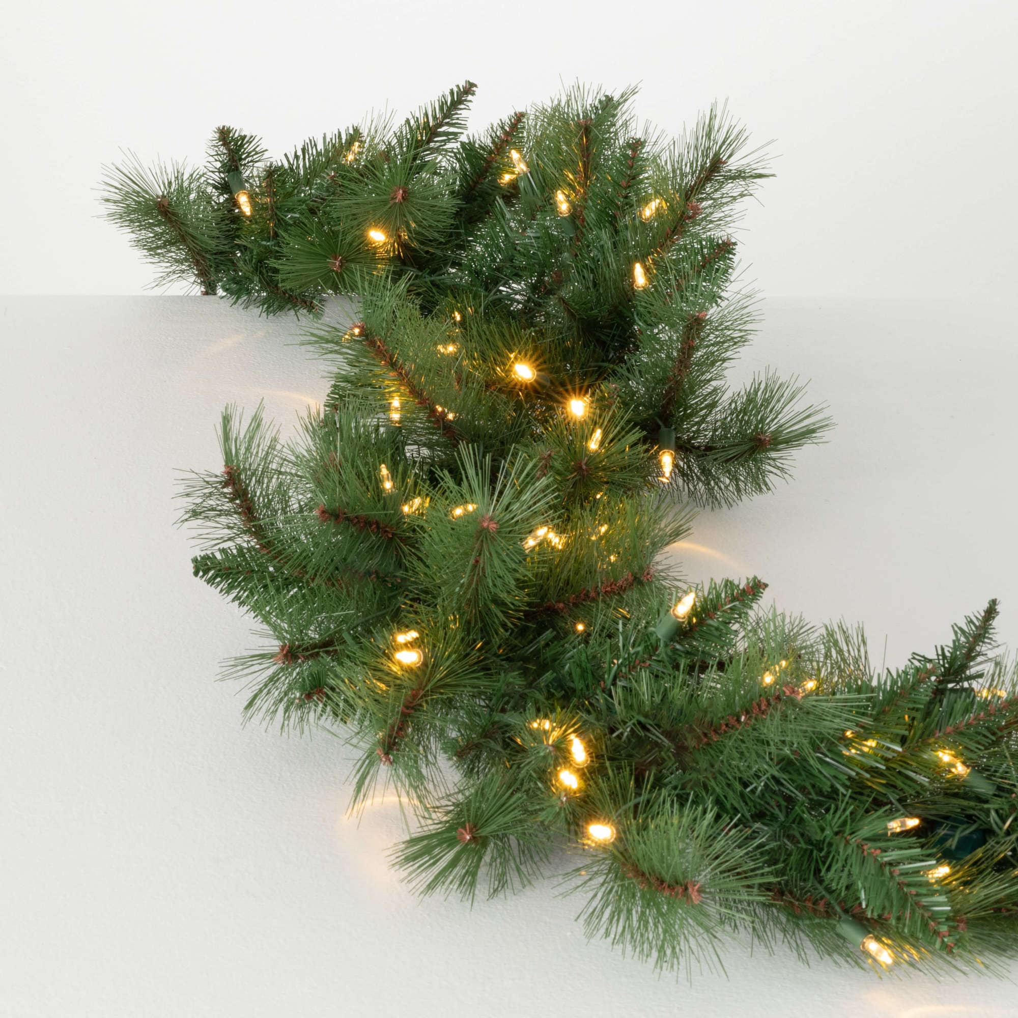 Sullivans GD1563 Cabin Christmas Indoor Pre-lit Electrical outlet 9-Feet Pine Artificial Garland with White LED Lights